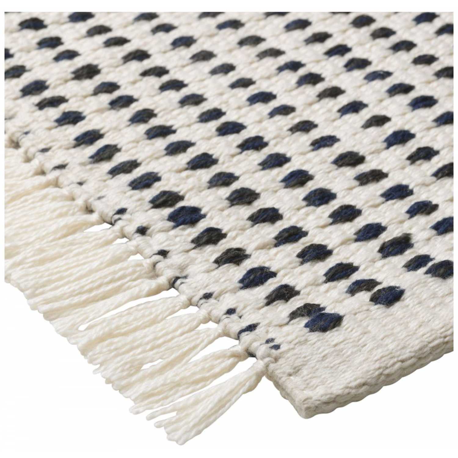 Teppich WAY gebrochenes Weiß mit blauen Punkten