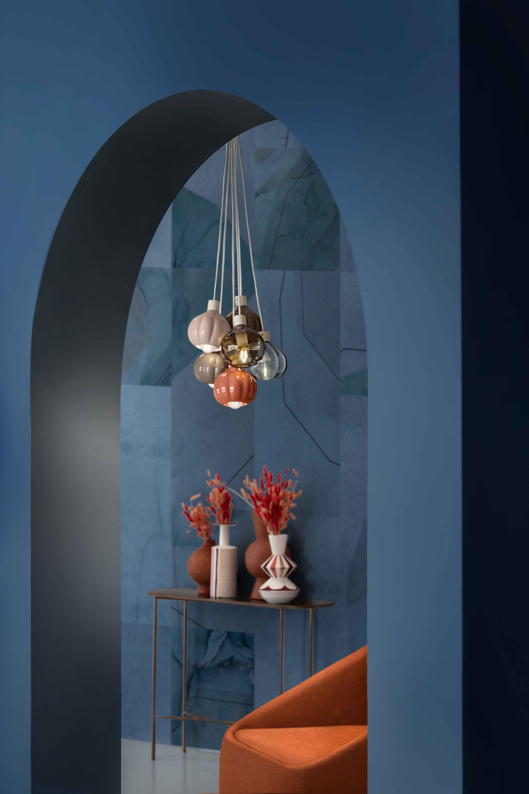 AFOXÉ pendant lamp beige with orange and mocha