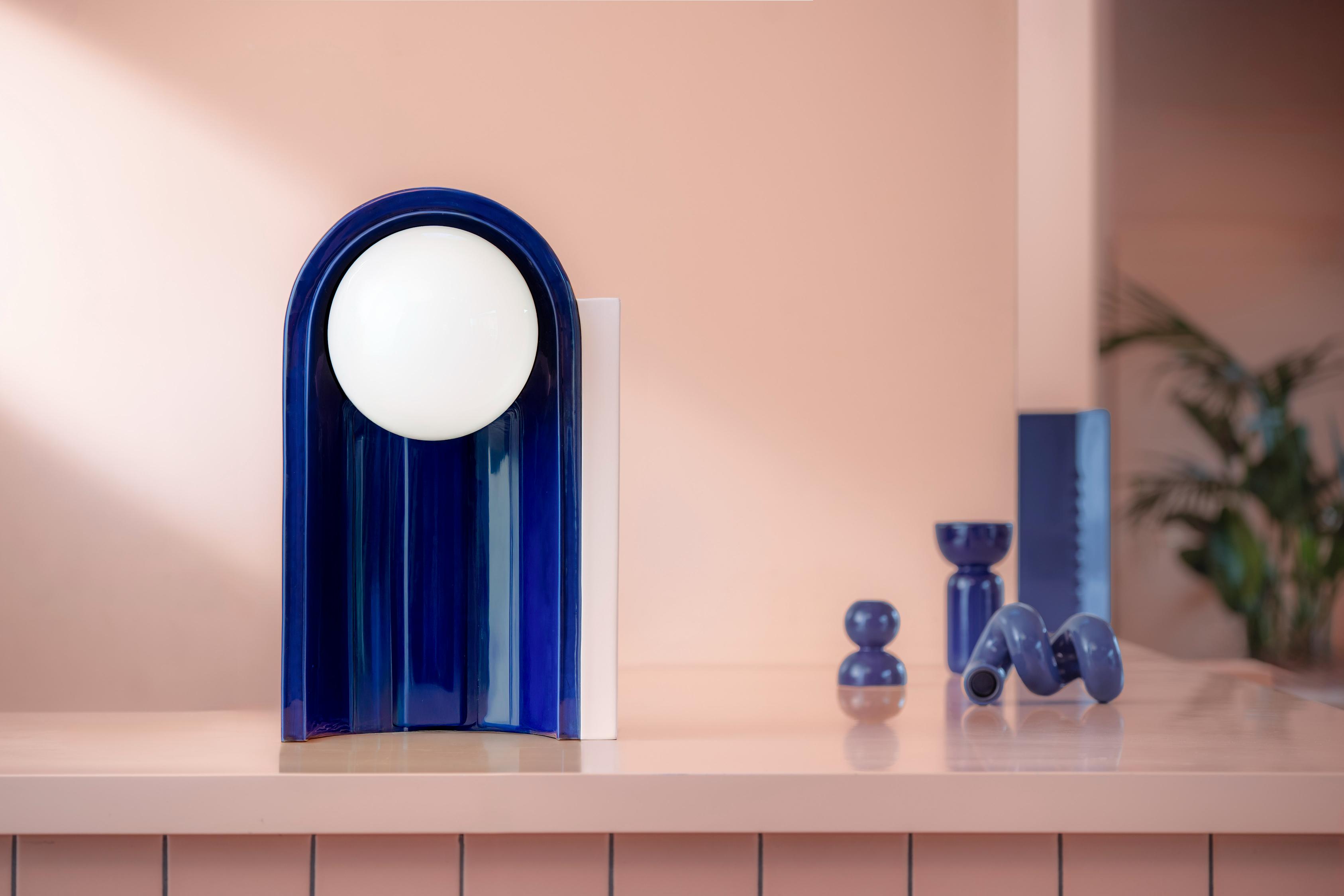Tischlampe aus Keramik CLÉO orange mit cremefarbenem