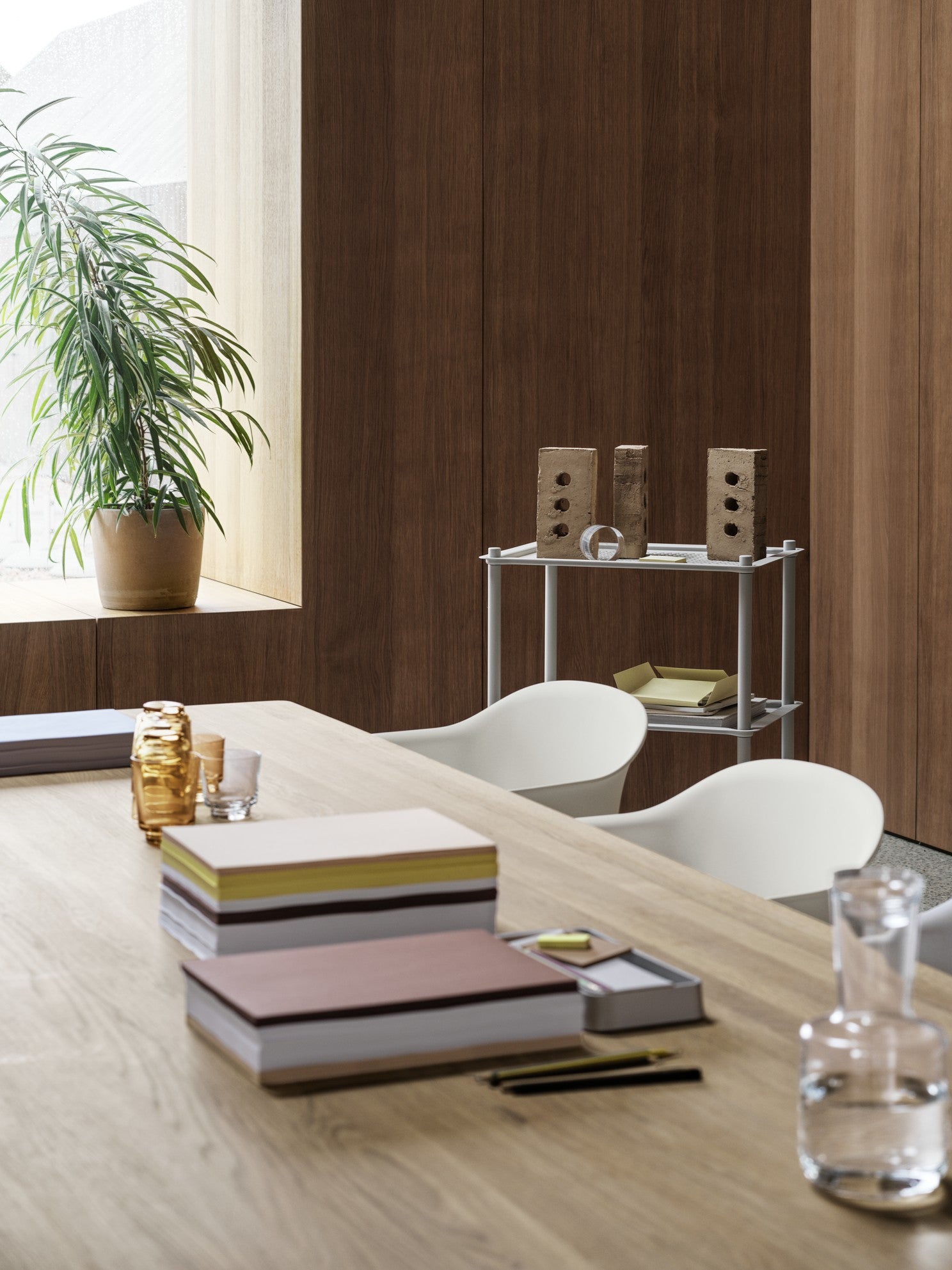 FIBER Armchair in White with Steel Base