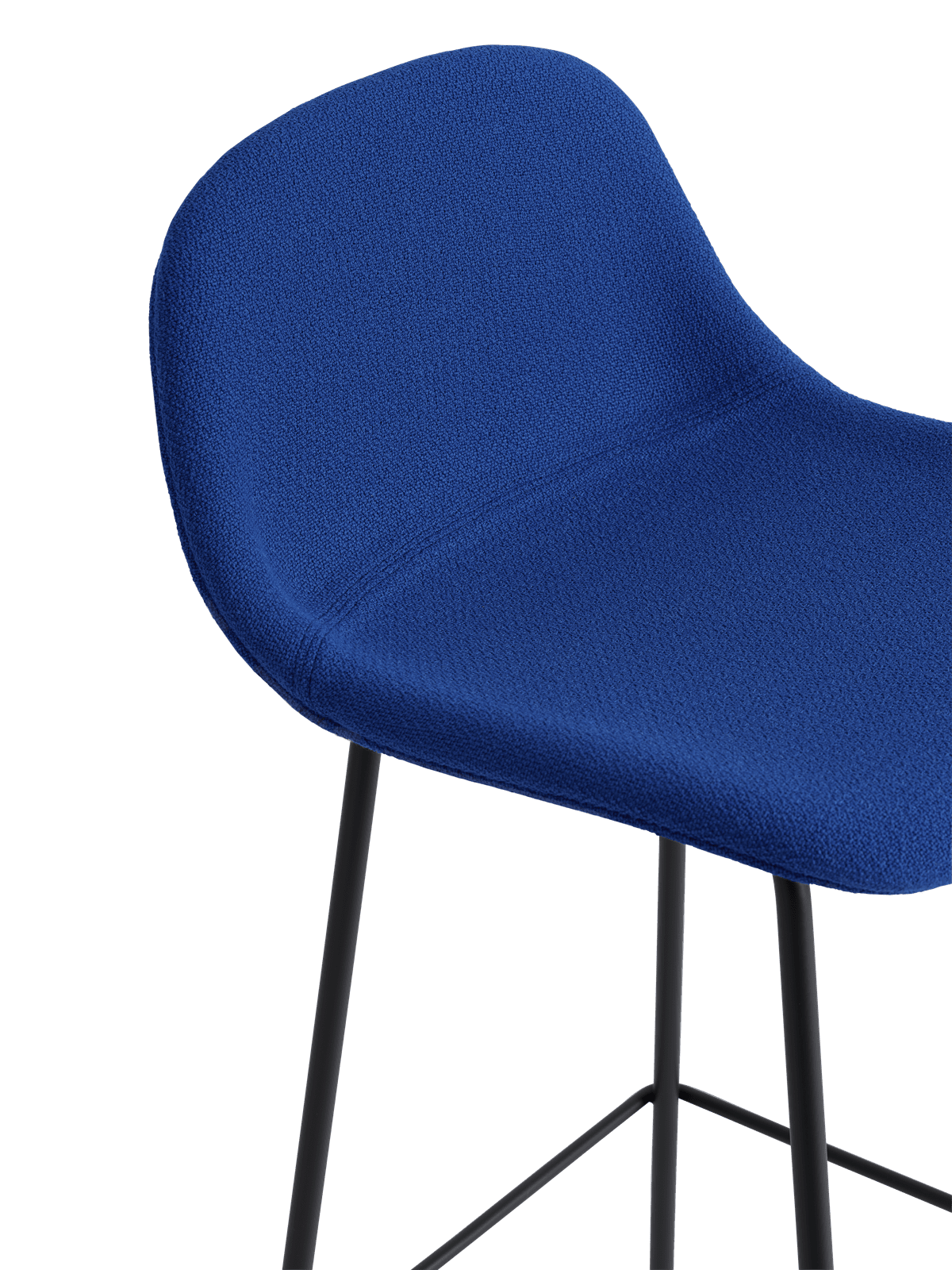 Personalisierbarer Barstuhl FIBER mit gepolsterter Sitzfläche und Stahlbasis