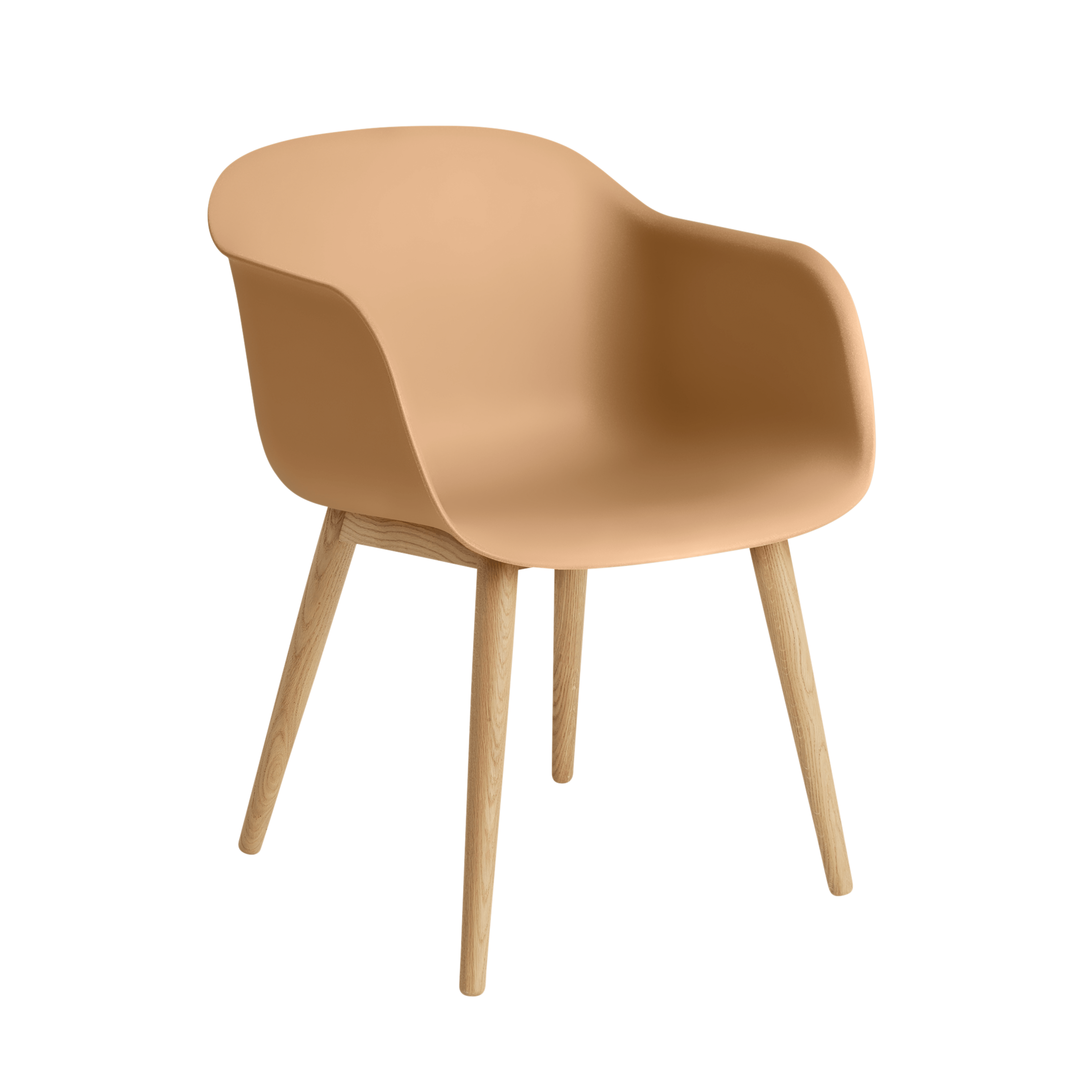 FIBER Armchair in Ochre with Wooden Base