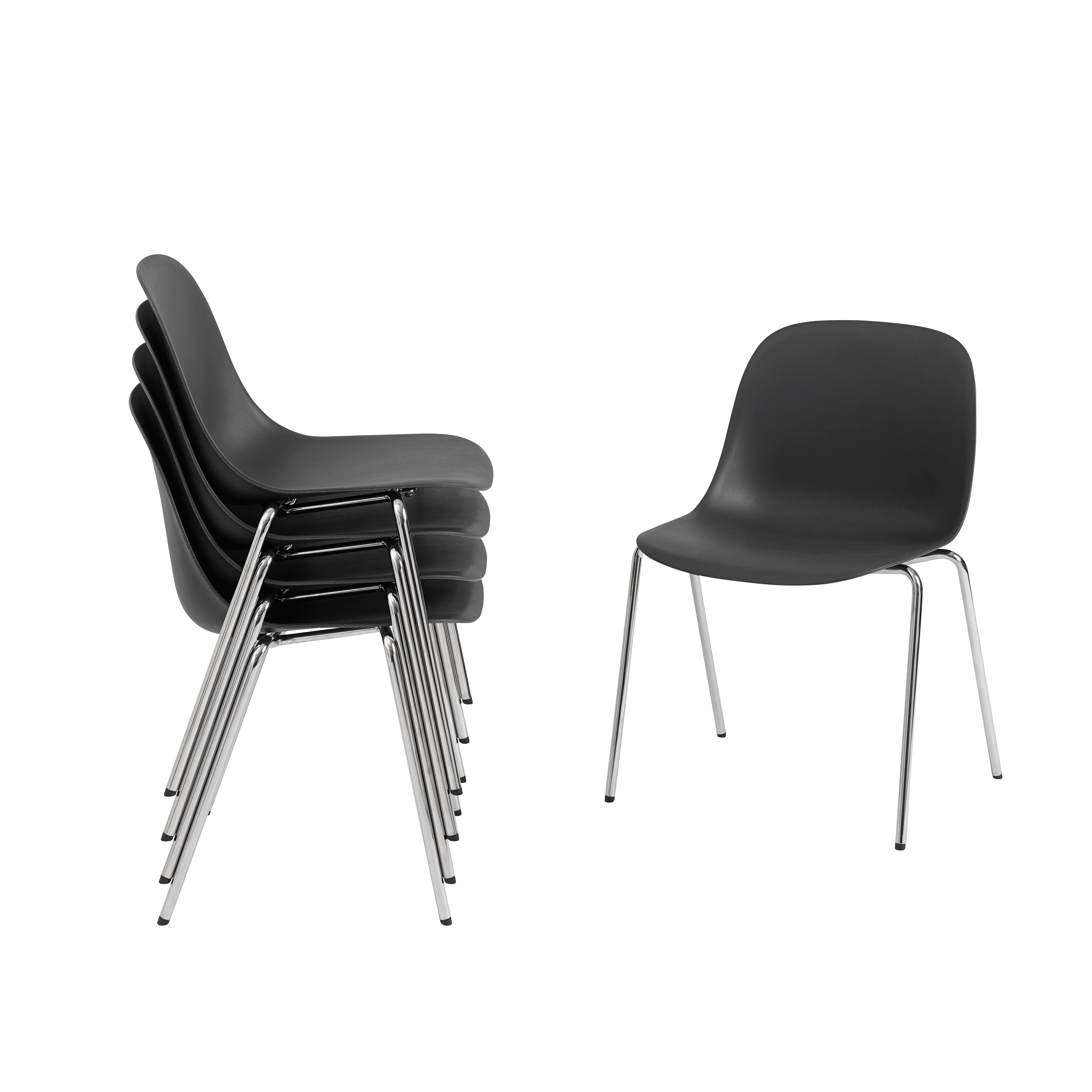 FIBER Chair in Black with Steel Base