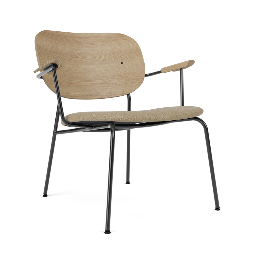 Sessel CO in hellbeige mit Rückenlehne aus Eiche