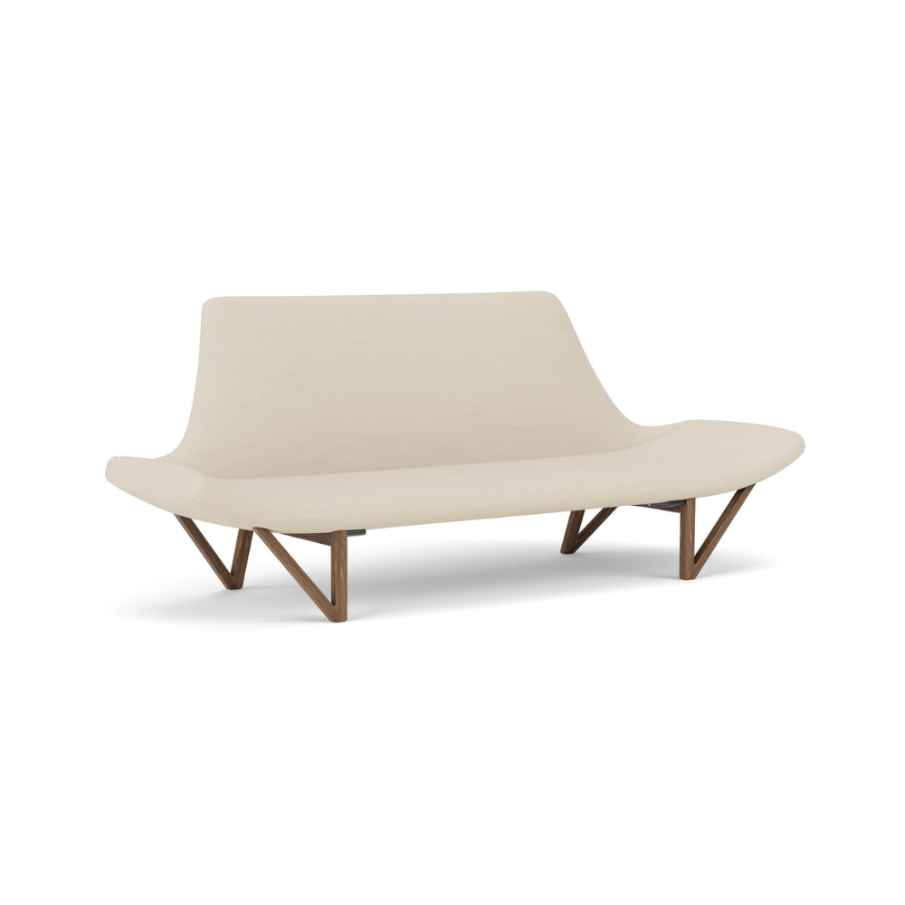 Sofa PAGODE creme mit Nussbaumfuß