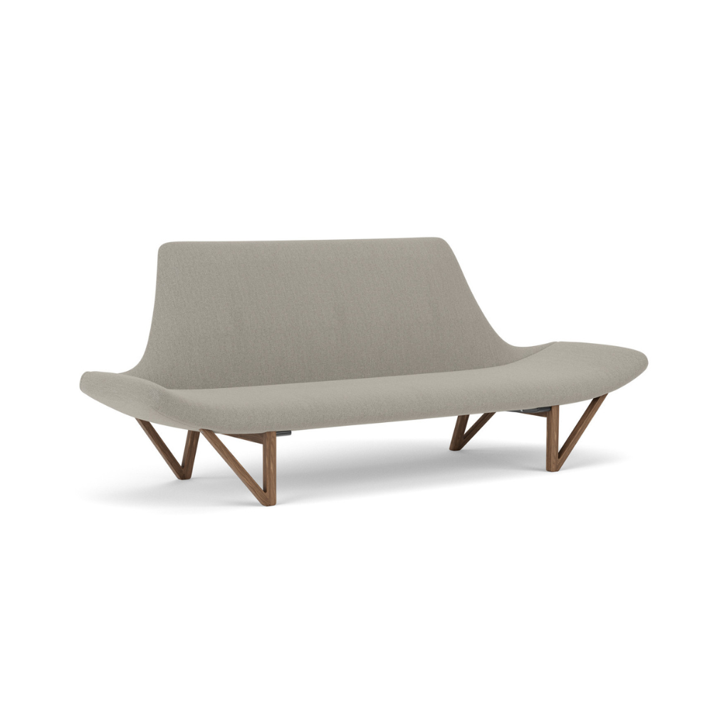 PAGODE gray sofa with walnut base