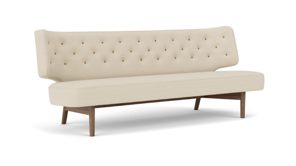 Sofa 2-sitzig RADIOHUS beige mit Nussbaumfuß