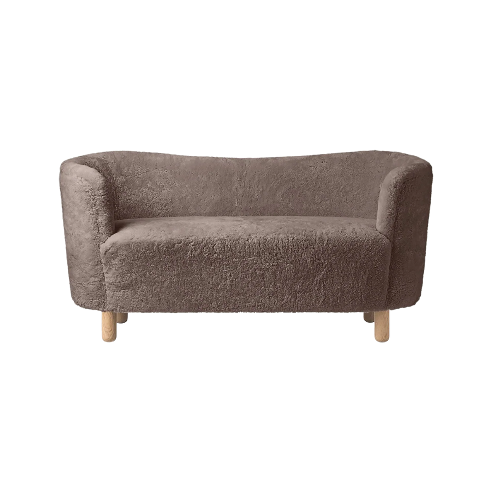 MINGLE sofa brown sheepskin with oak base