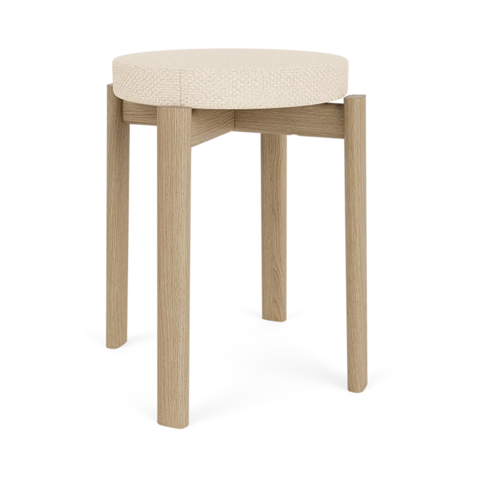 Hocker PASSAGE creme mit Eichenbasis