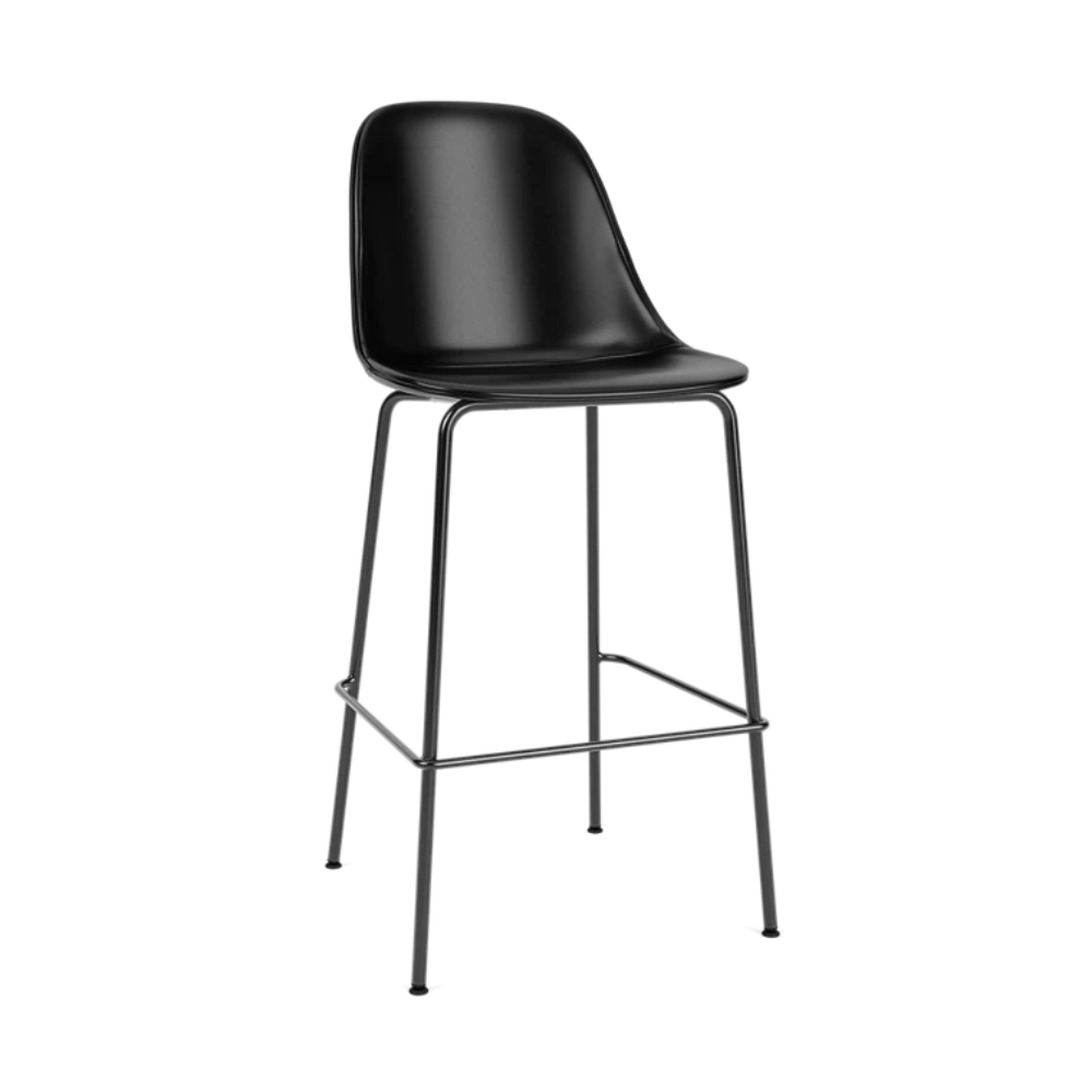 HARBOUR stool black leather