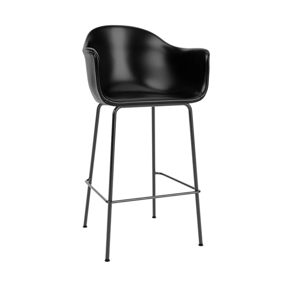 Hocker mit Armlehnen HARBOUR schwarze Leder