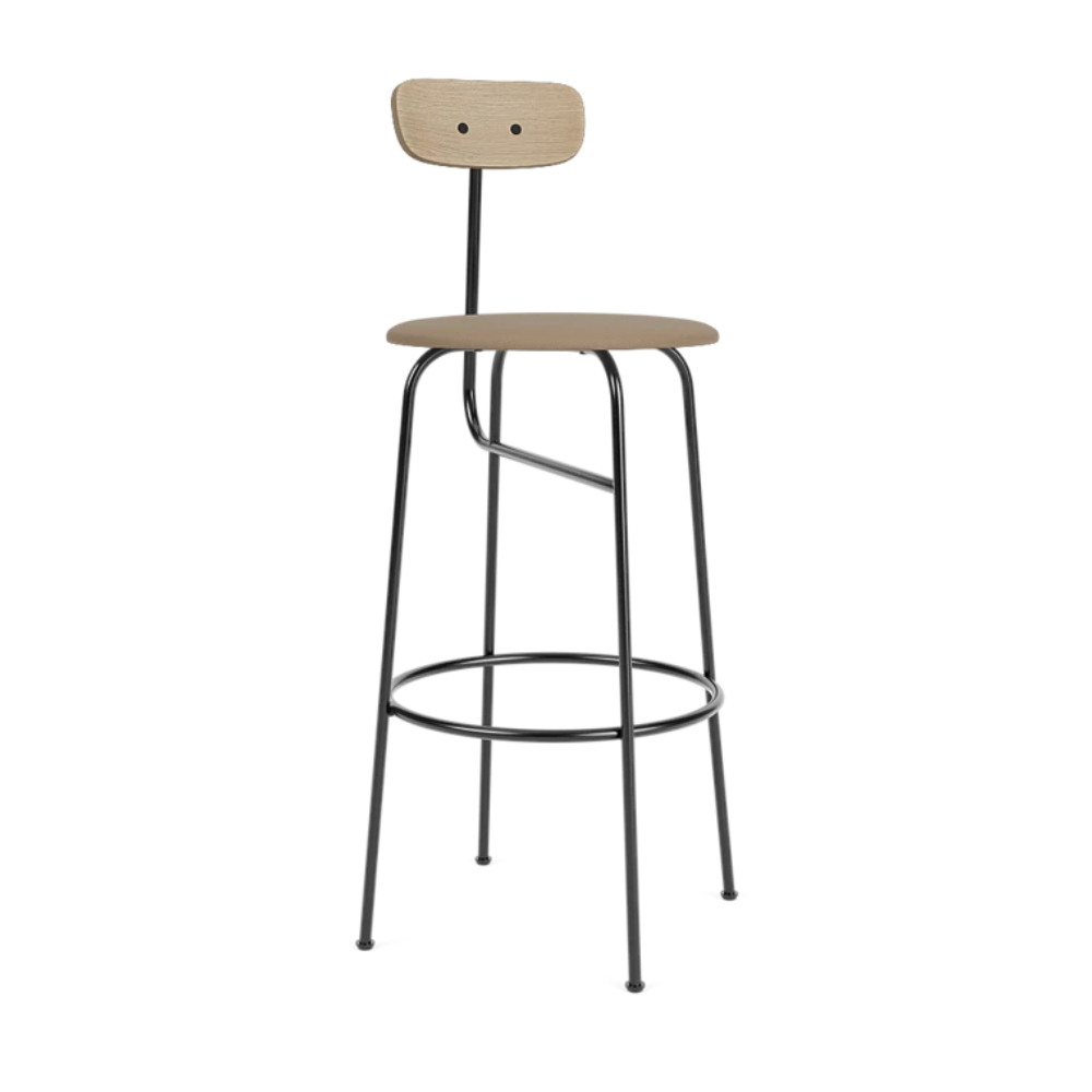 Hocker AFTEROOM Eiche mit gepolstertem beigen Sitz