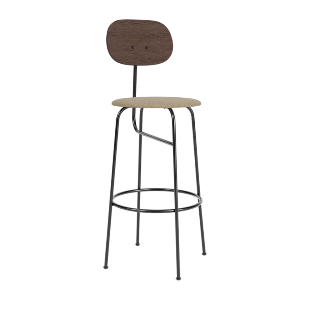 AFTEROOM PLUS stool dark oak veneer with upholstered beige seat