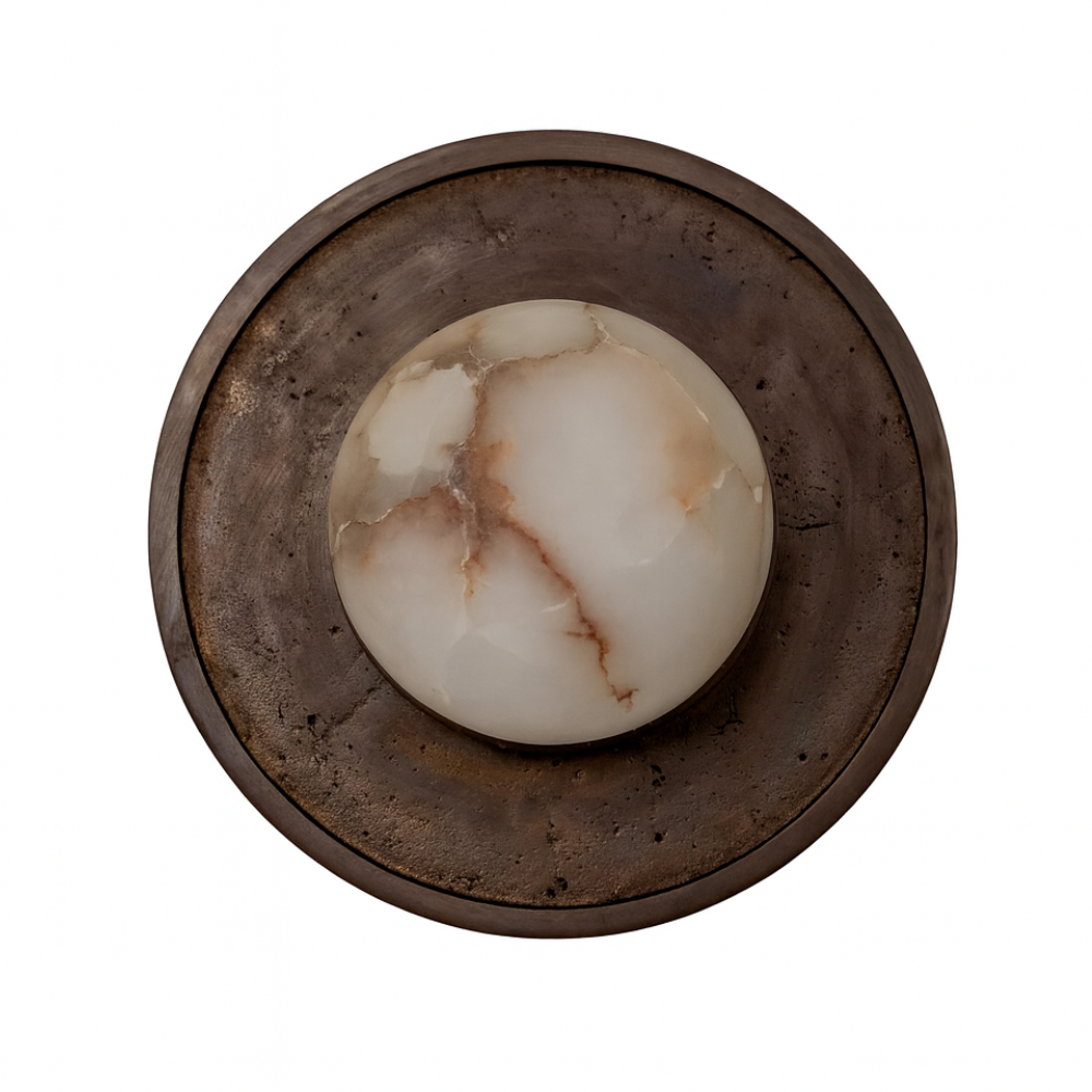 Alabaster-Deckenleuchte FULL MOON Messing mit dunkler Patina