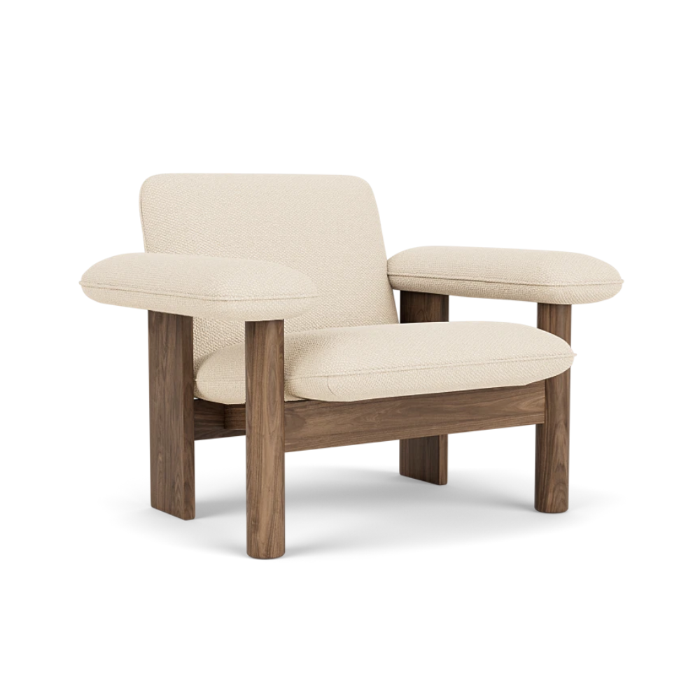 Sessel BRASILIA creme mit Nussbaumfuß