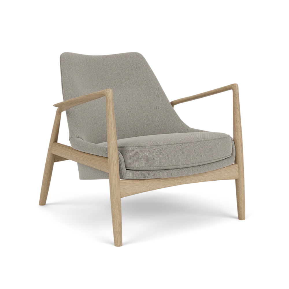 Sessel THE SEAL grau mit Eichenbasis