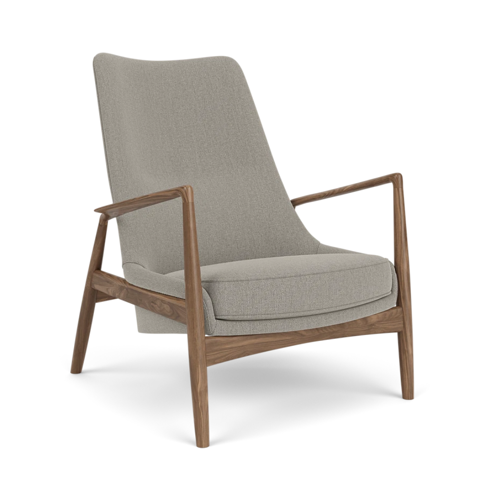 THE SEAL high-back armchair gray with walnut base