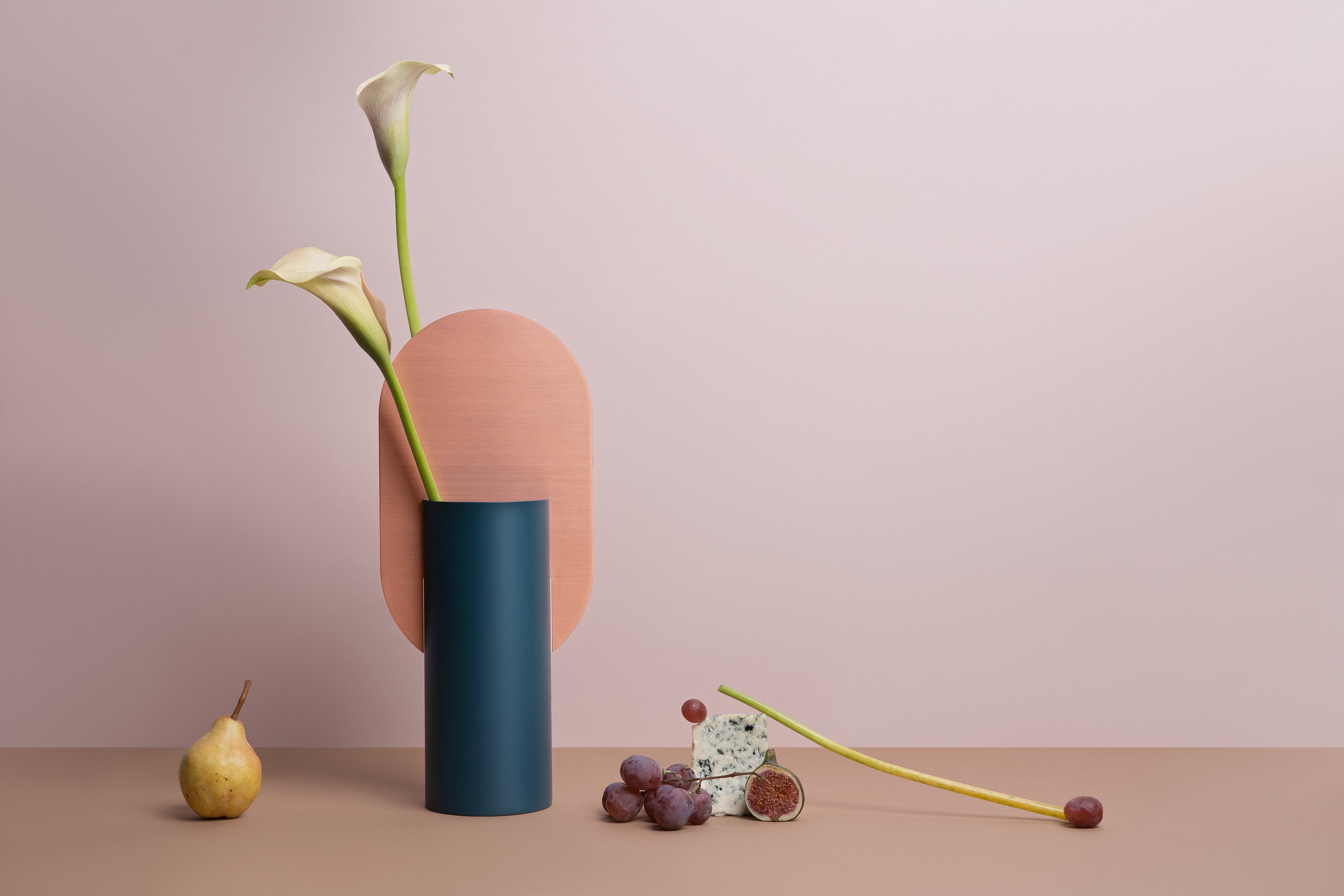 Vase GENKE blau mit Kupfer