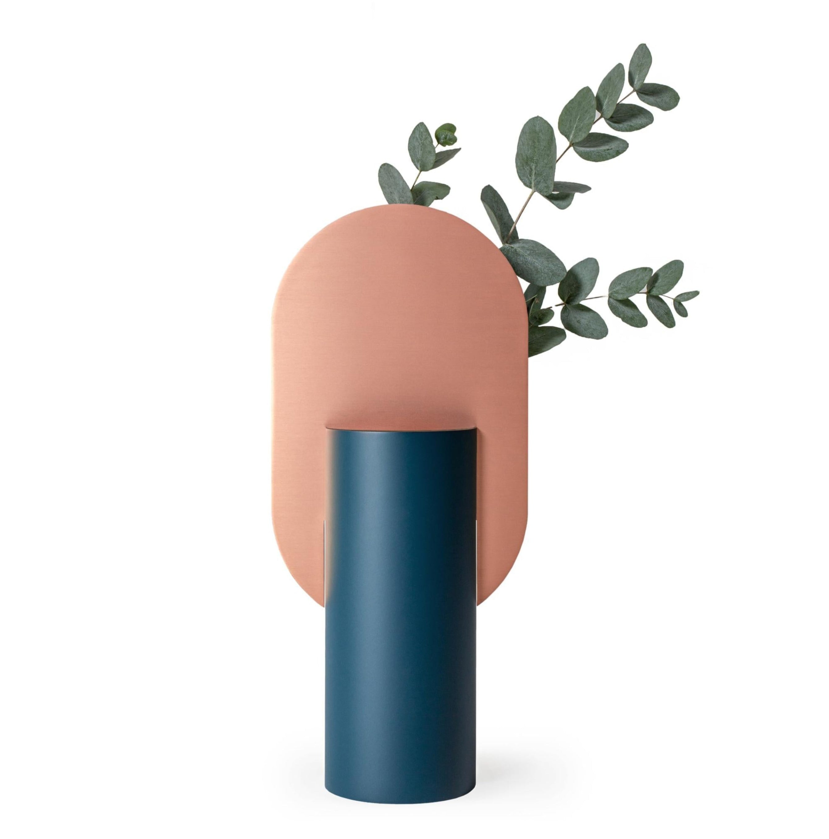 Vase GENKE blau mit Kupfer