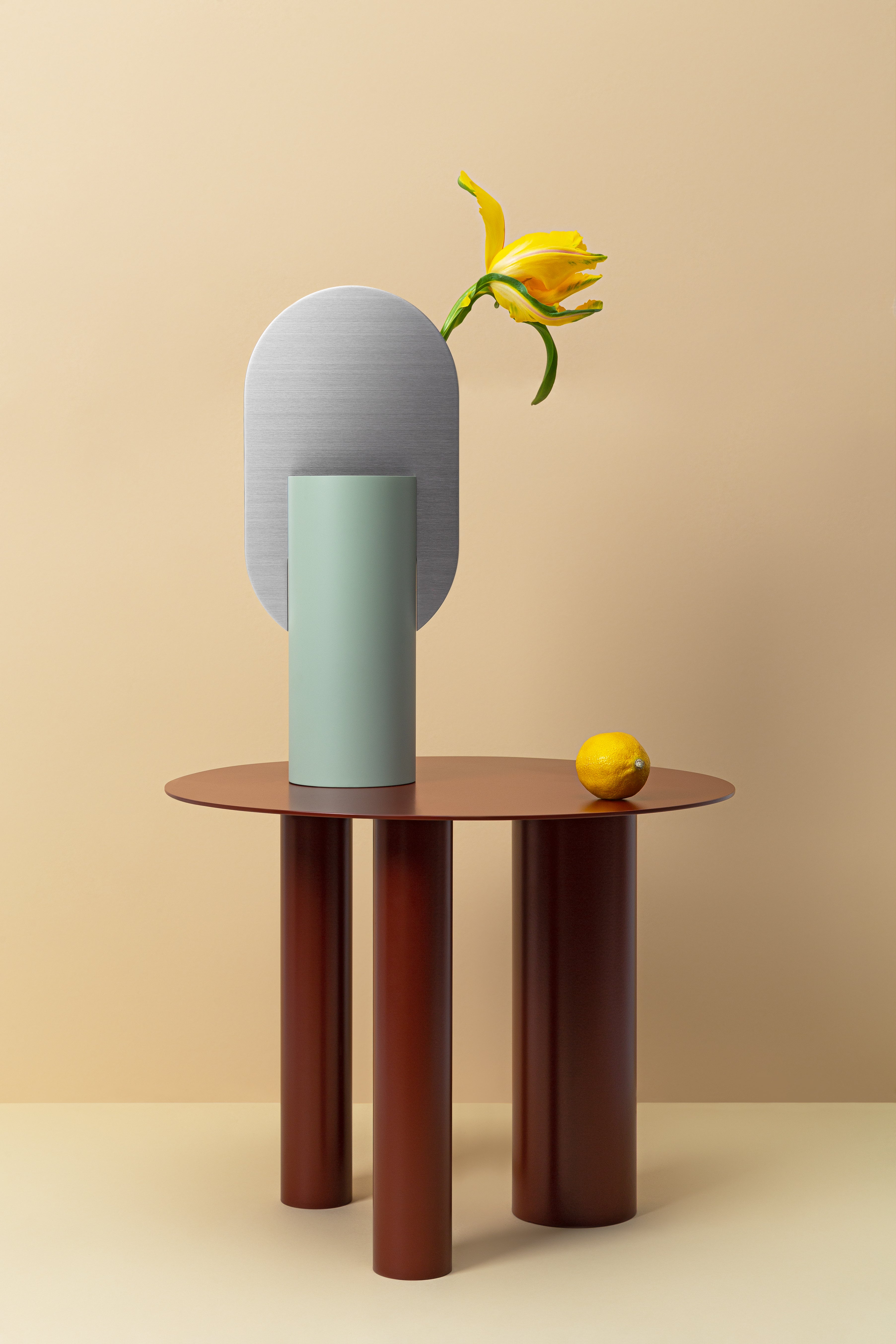 GENKE vase gray-green with steel