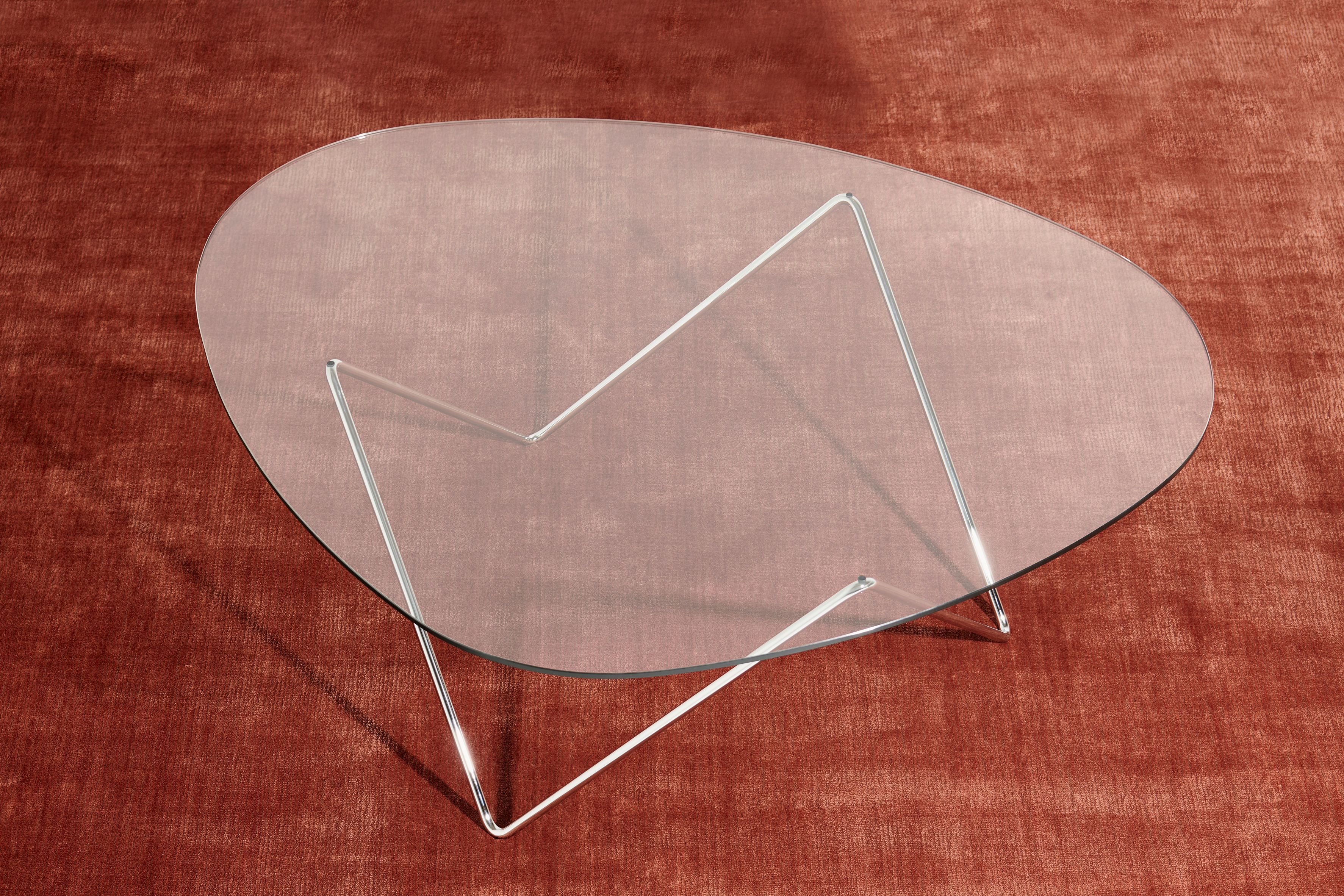 Kaffeetisch PEDRERA transparentes Glas mit verchromtem Gestell
