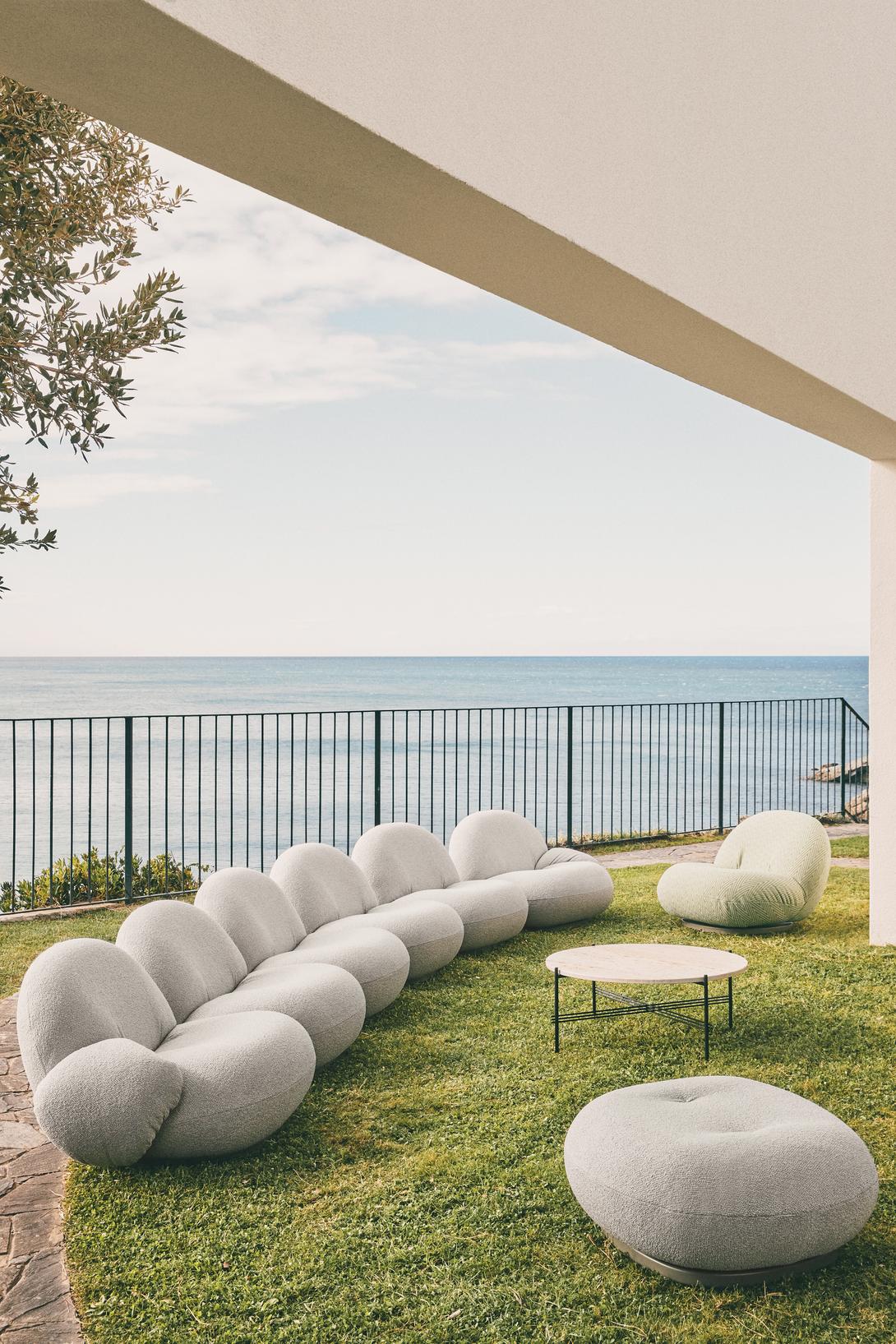 Upholstered outdoor pouf PACHA