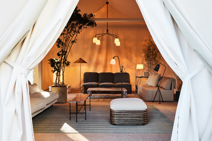 Puff BOHEMIAN 72 gepolstert mit Rattanbasis