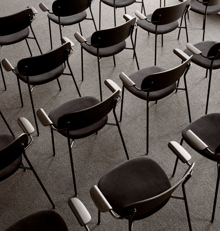 CO Armchair with Armrests Black Oak Veneer with Black Base