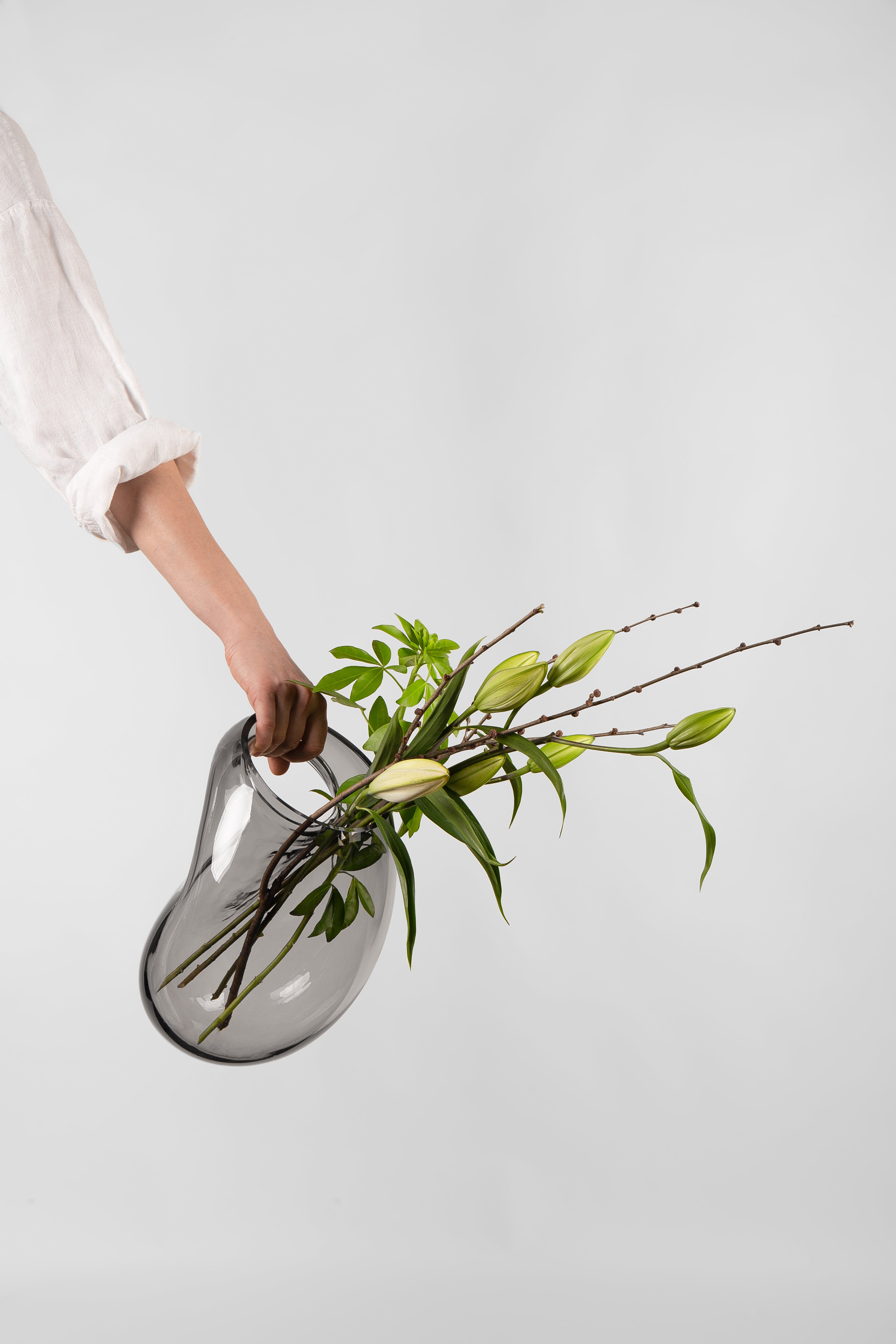 Vase GUTTA BOON grau mit Schwarz