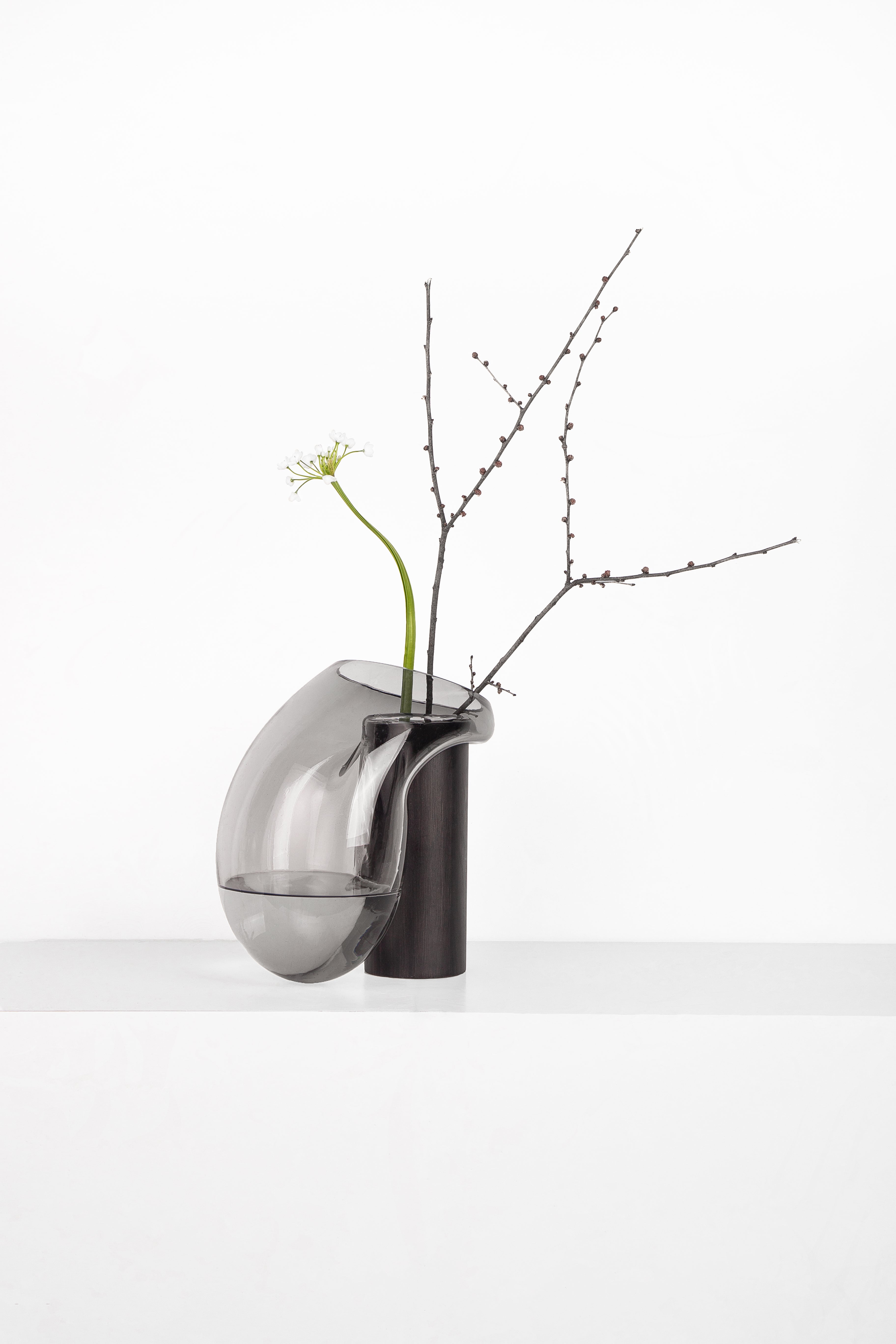 Vase GUTTA BOON grau mit Schwarz