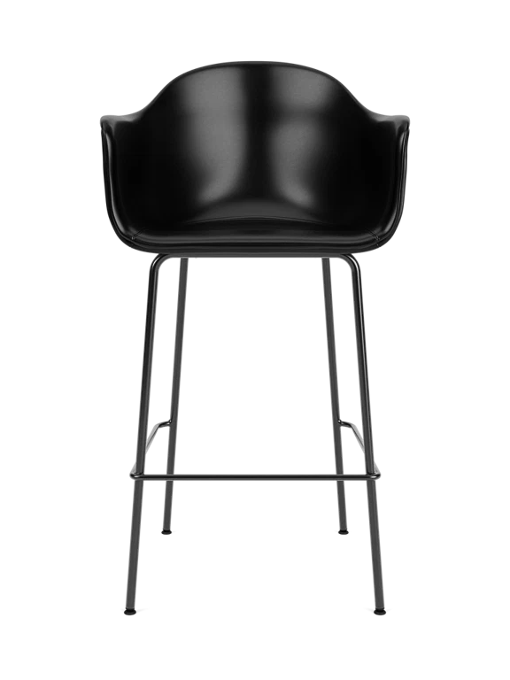 Hocker mit Armlehnen HARBOUR schwarze Leder