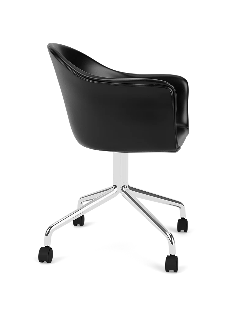 HARBOUR office armchair black leather with aluminum base