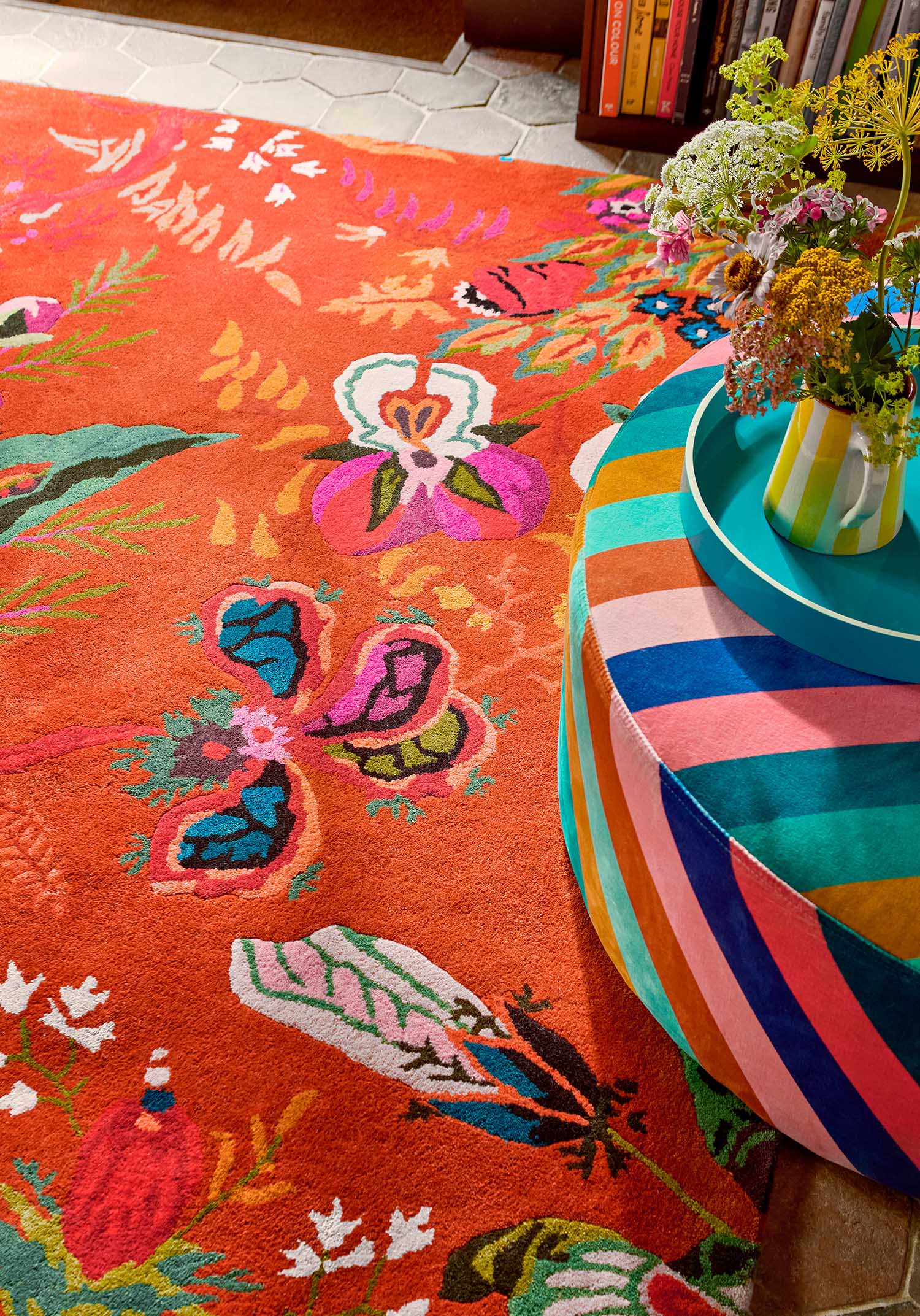 Wonderland Floral Amber Lapis rug red