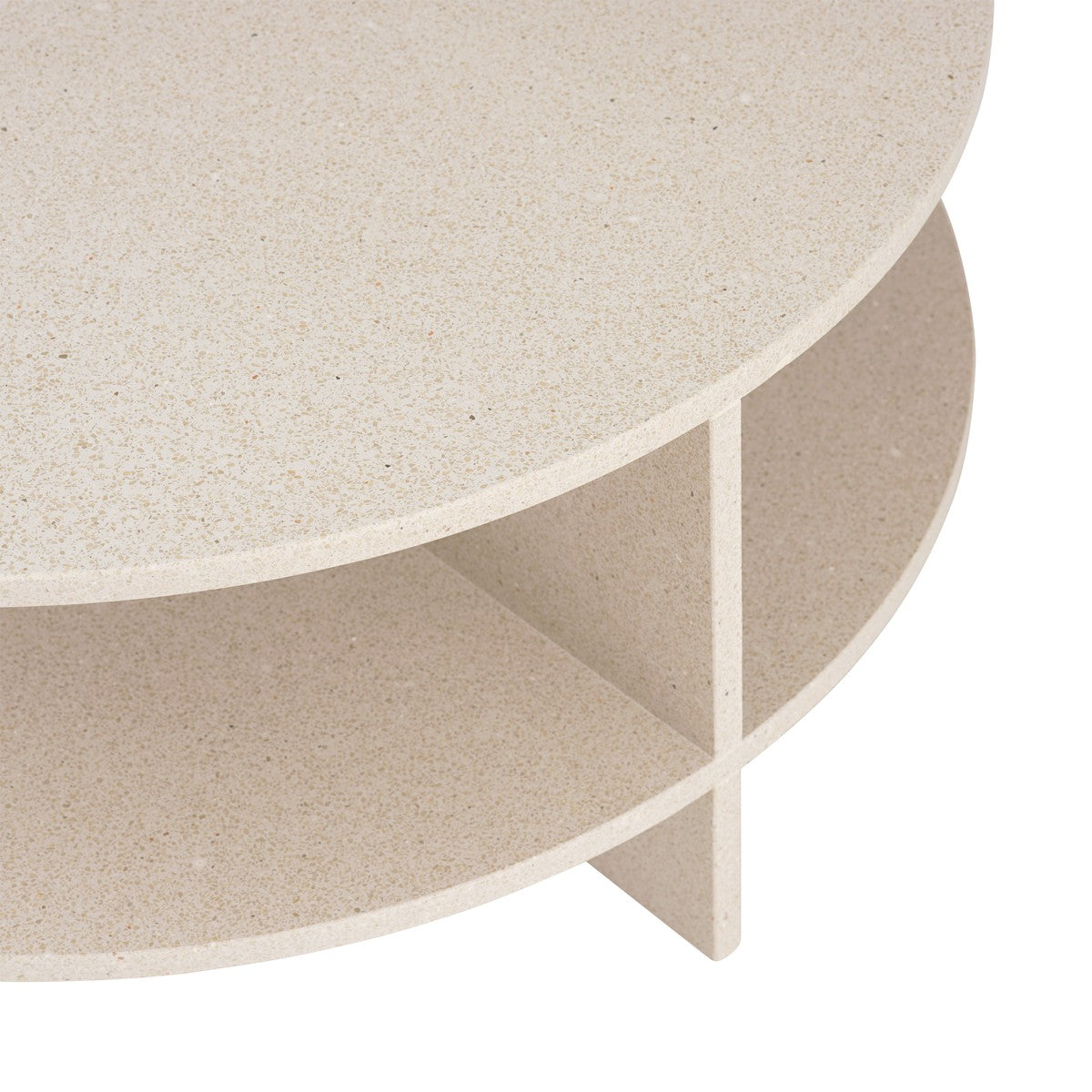Kaffeetisch für den Außenbereich HALVES hellbeige Terrazzo