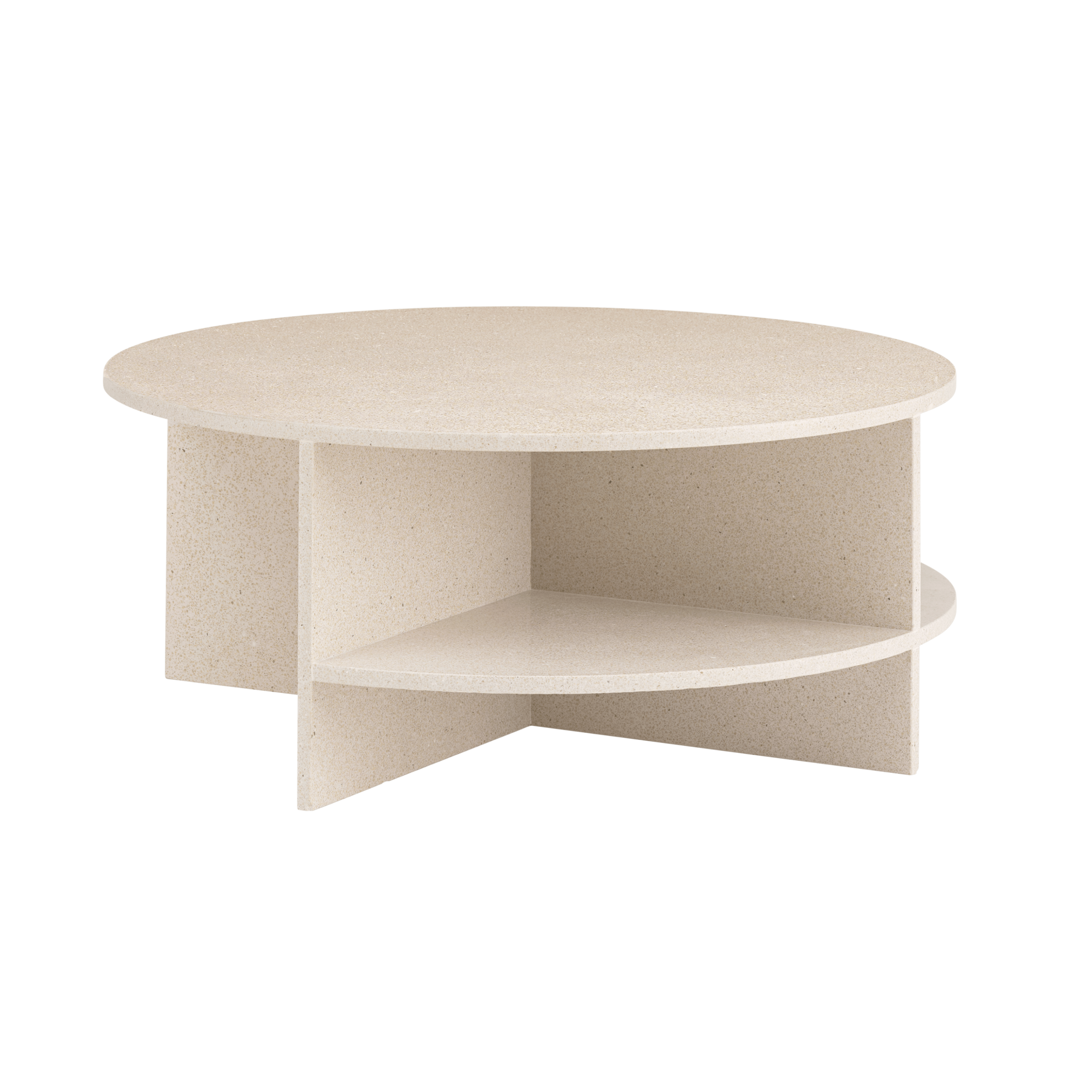 Kaffeetisch für den Außenbereich HALVES hellbeige Terrazzo