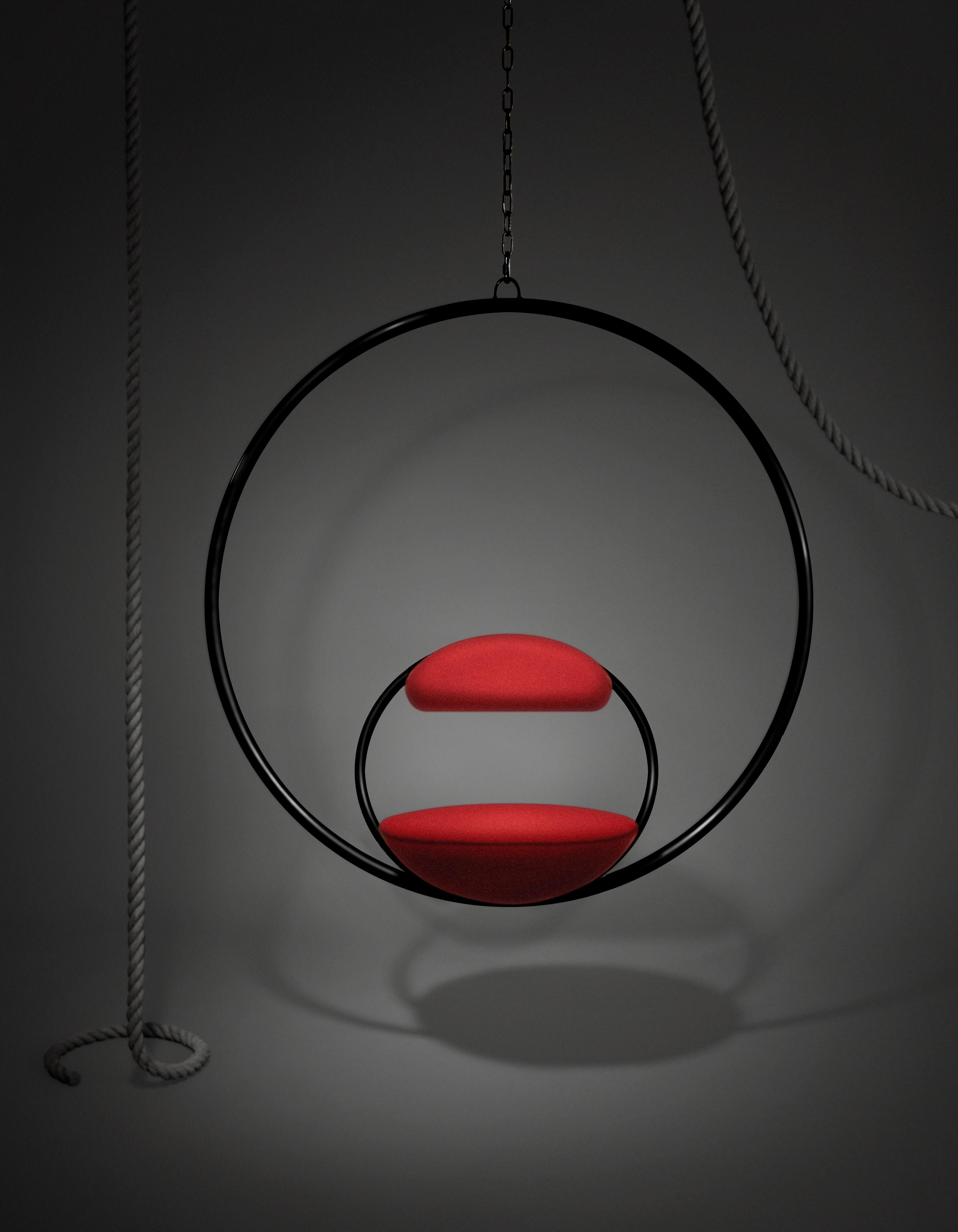 Hängesessel HANGING HOOP in Rot mit schwarzem Finish