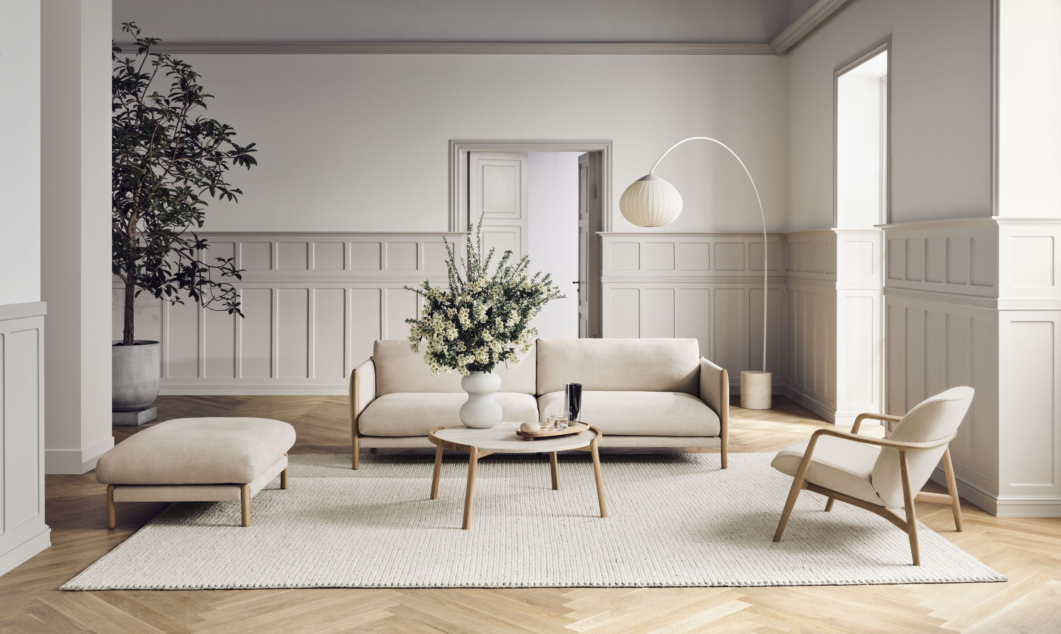 3-person sofa Hayden oak base