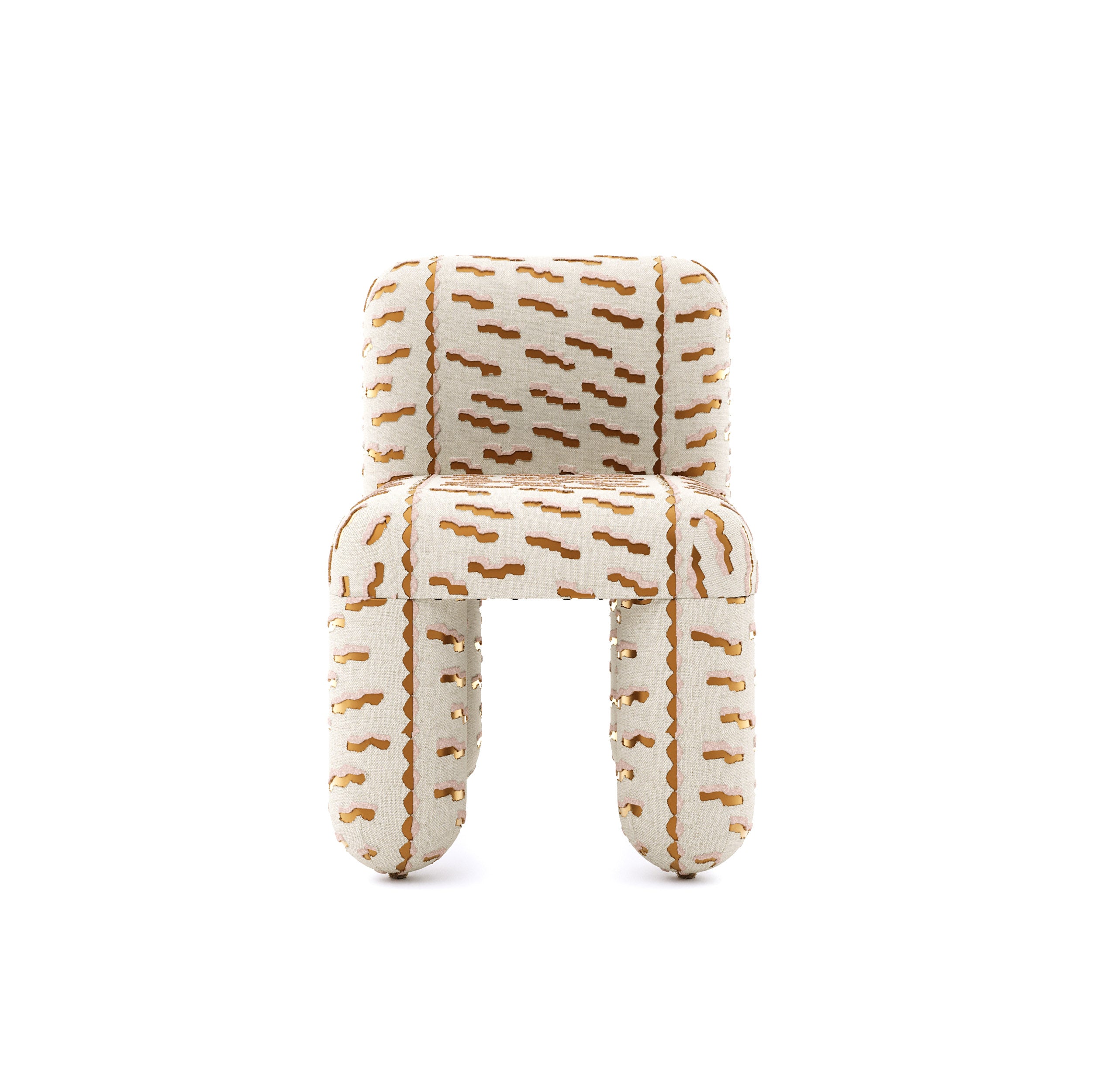 Stuhl HELLO sandbeige mit braunem Muster
