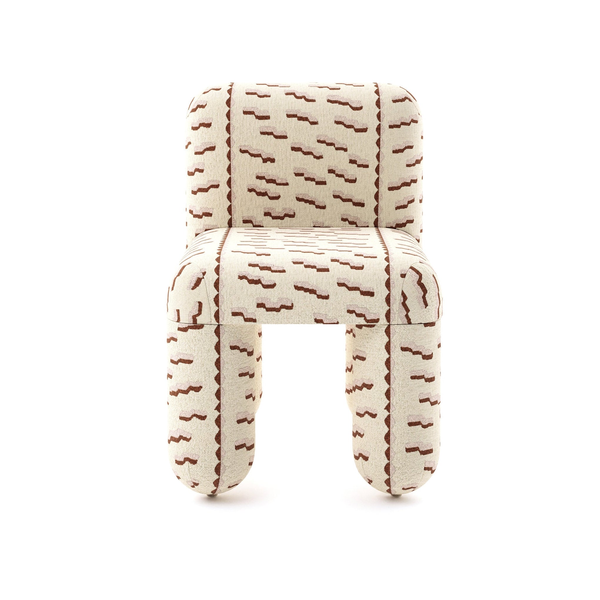 Stuhl HELLO sandbeige mit braunem Muster