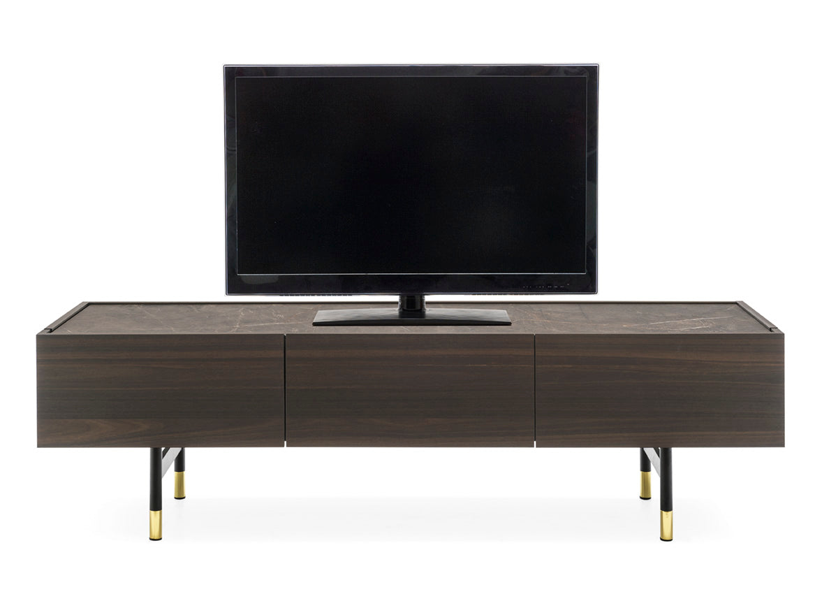 RTV-Schränke HORIZON dunkles Holz mit brauner Platte