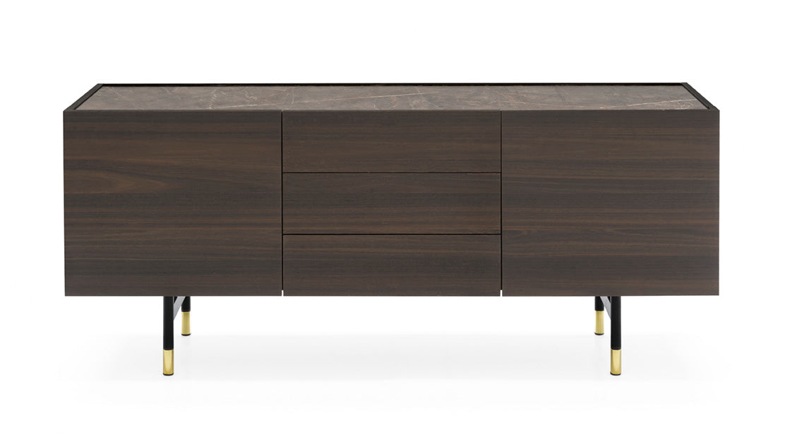 HORIZON Chest of Drawers dark wood with brown top