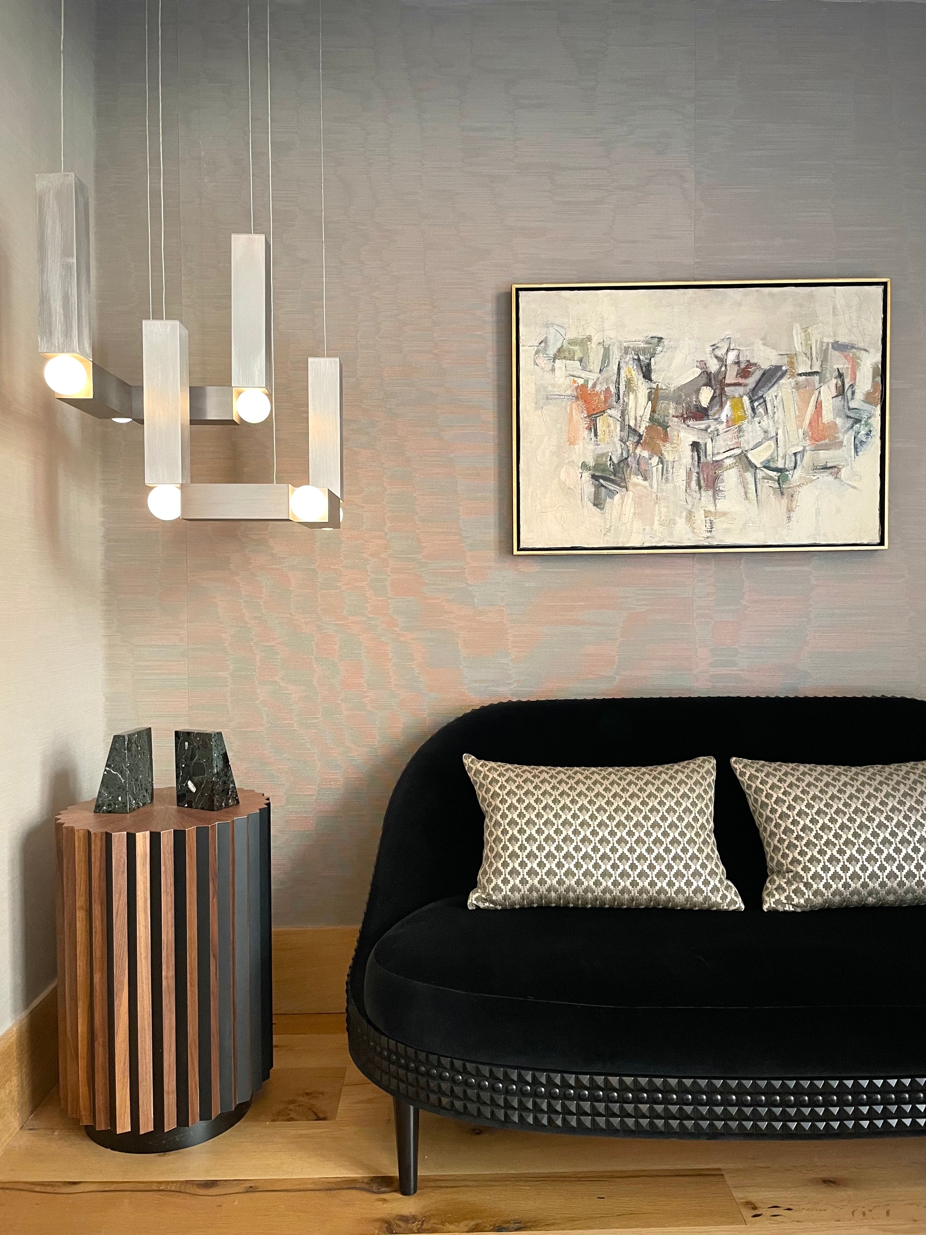 Pendelleuchte VESPER DUO mit opalisiertem Schirm und silbernem Finish
