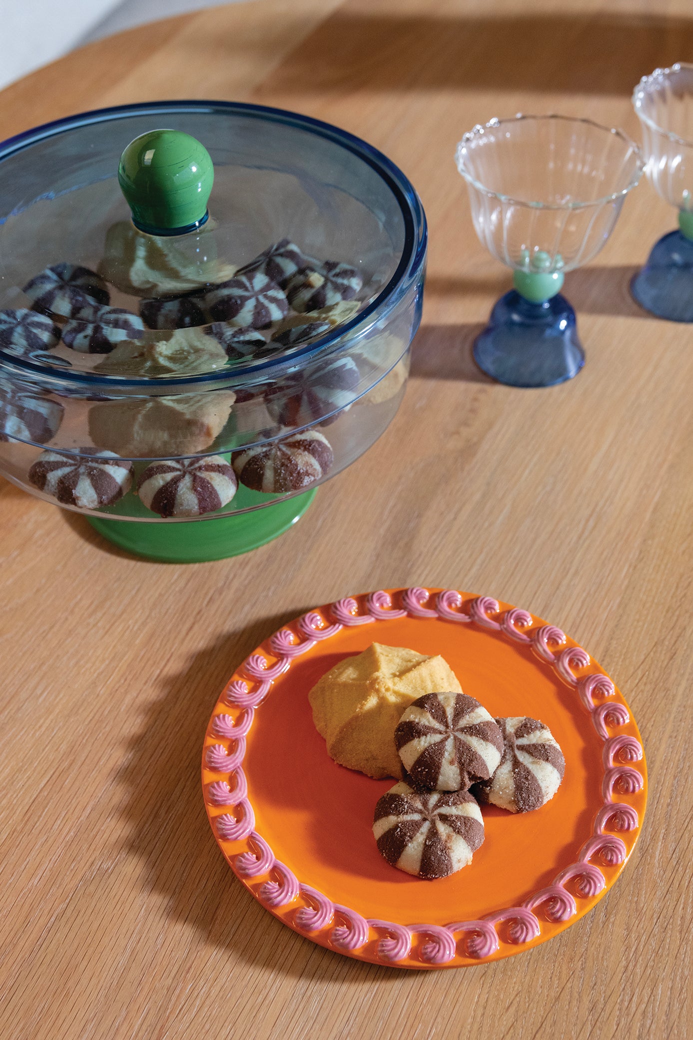 Patera mit Deckel DUO blau mit grün