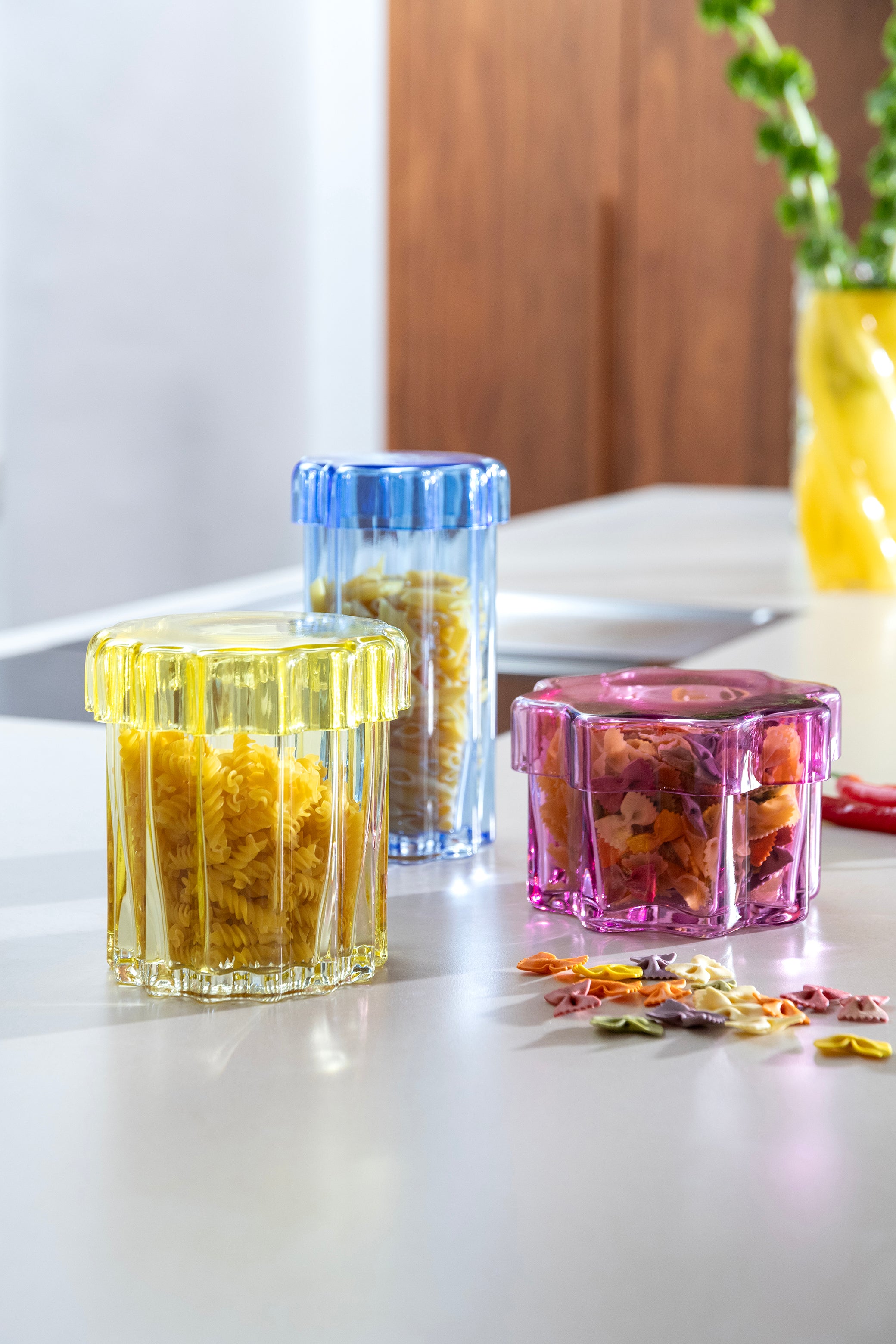 Glass container with lid ASTRAL yellow