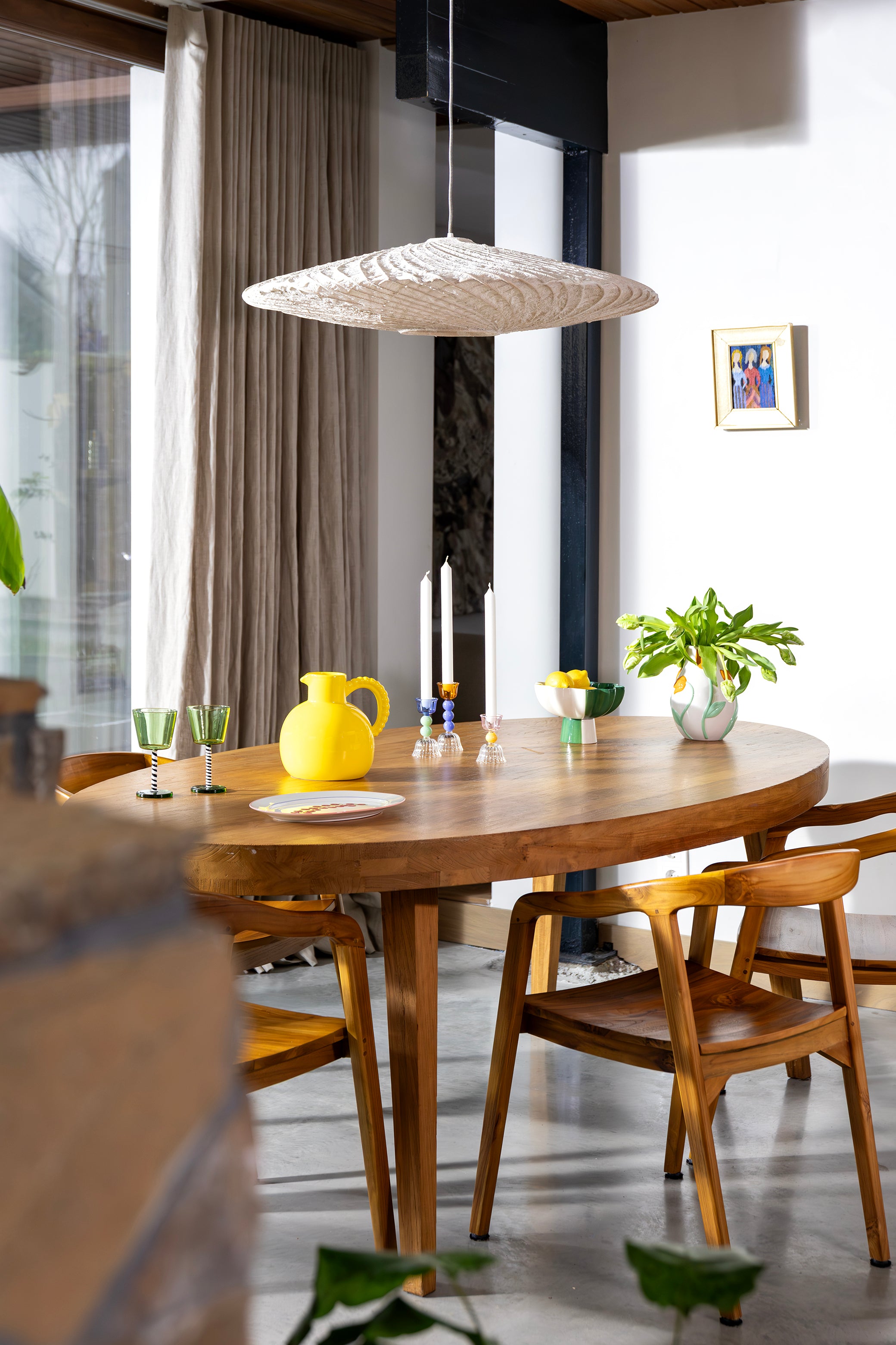 Tulip Vase white with green and orange