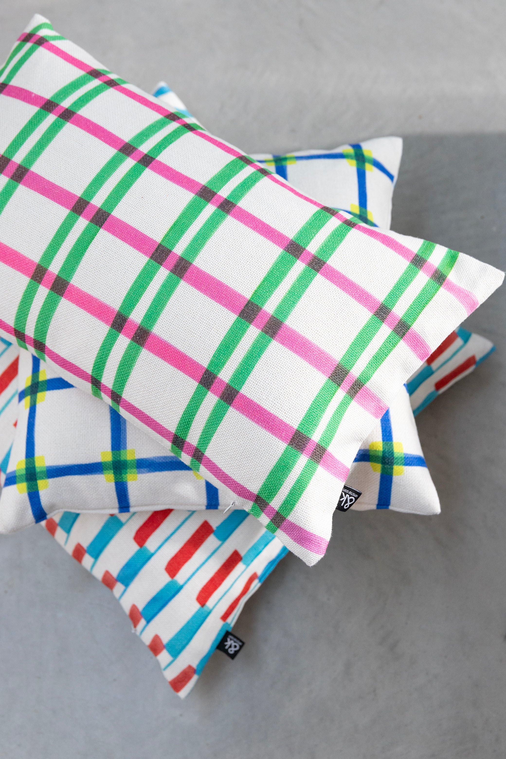 Cushion Cover CLASH White with Pink and Green