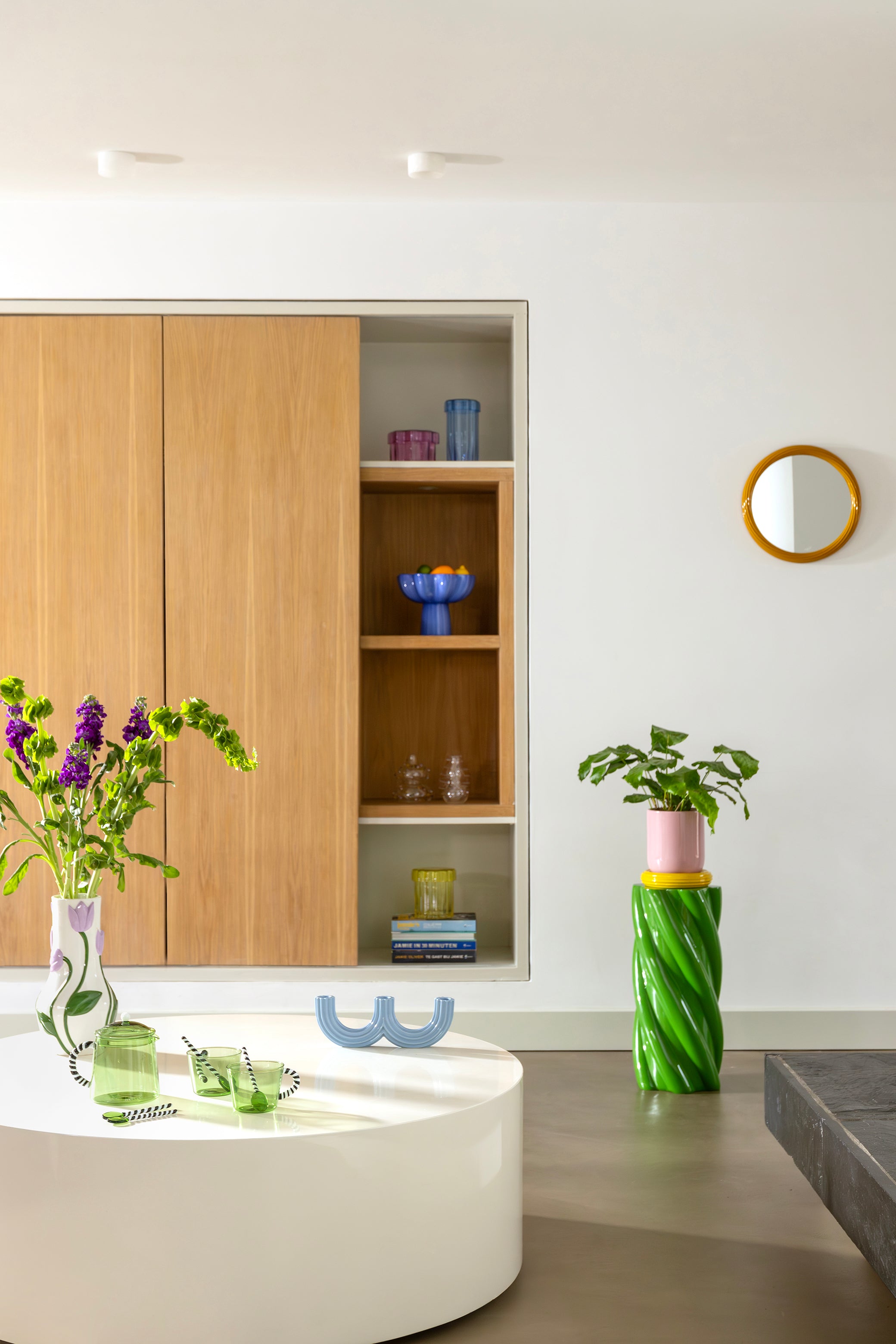 Zweiarmer Kerzenhalter CHURROS hellblau