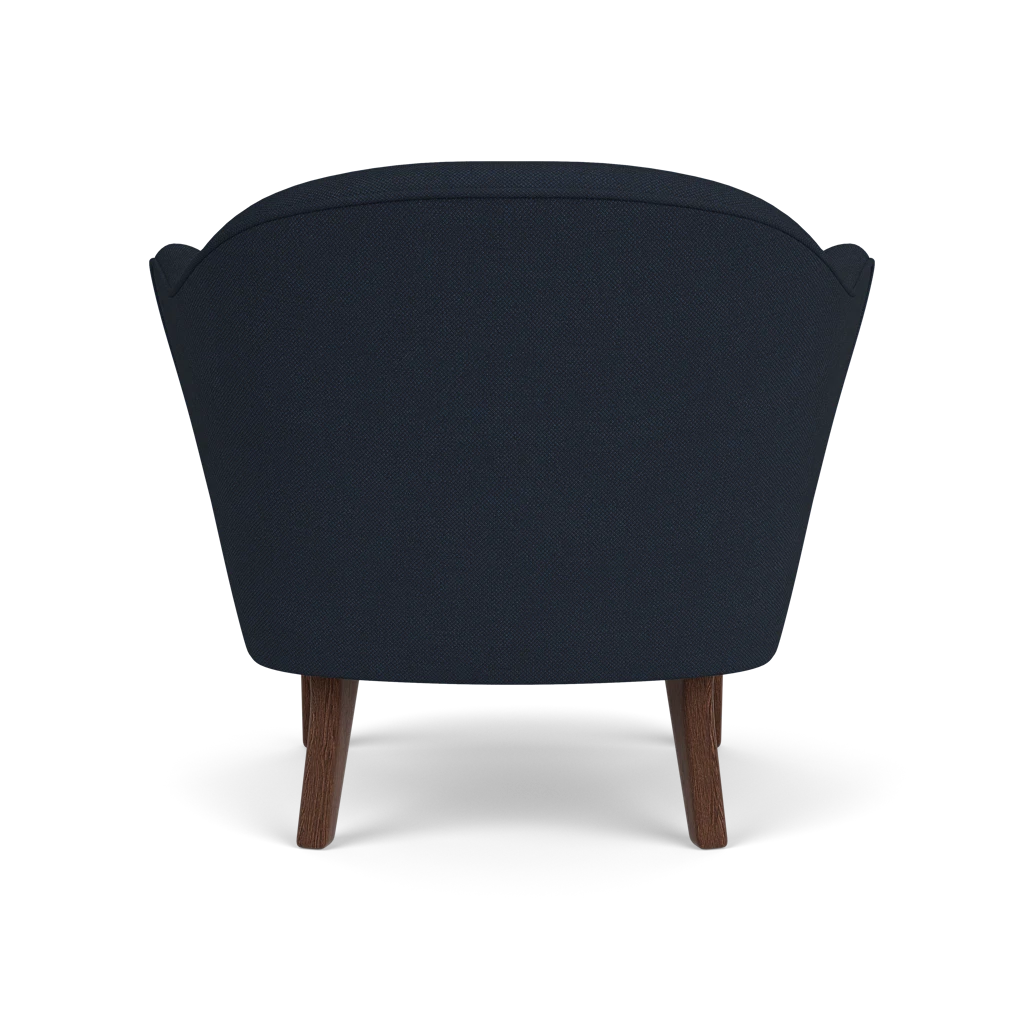 Sessel INGEBORG in Granatblau mit dunklem Eichenfuß
