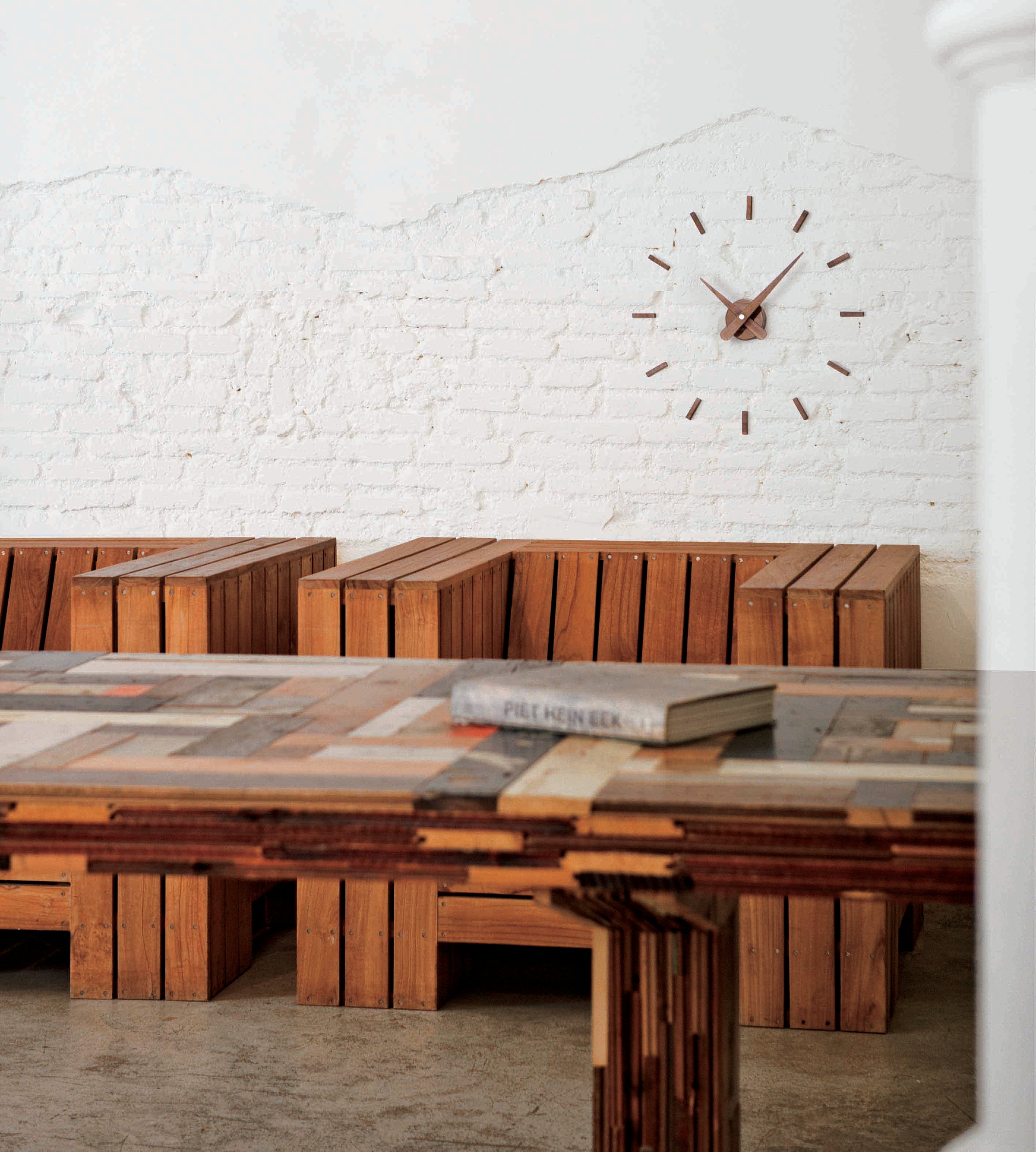 SUNSET wall clock walnut wood