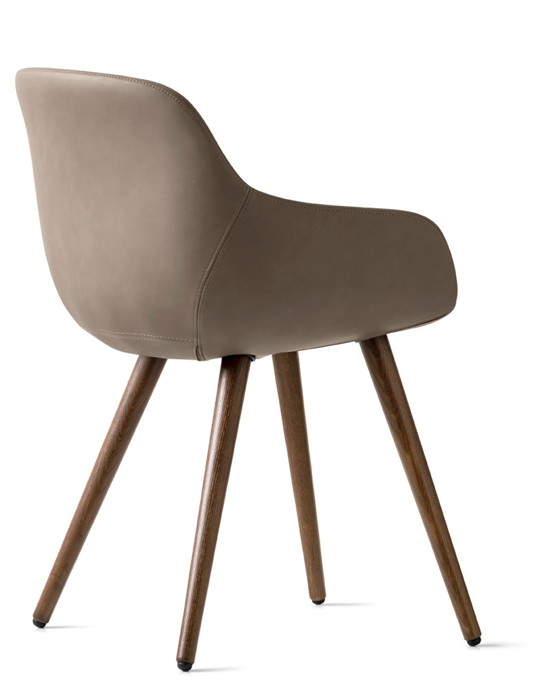 IGLOO upholstered chair with a dark wooden base